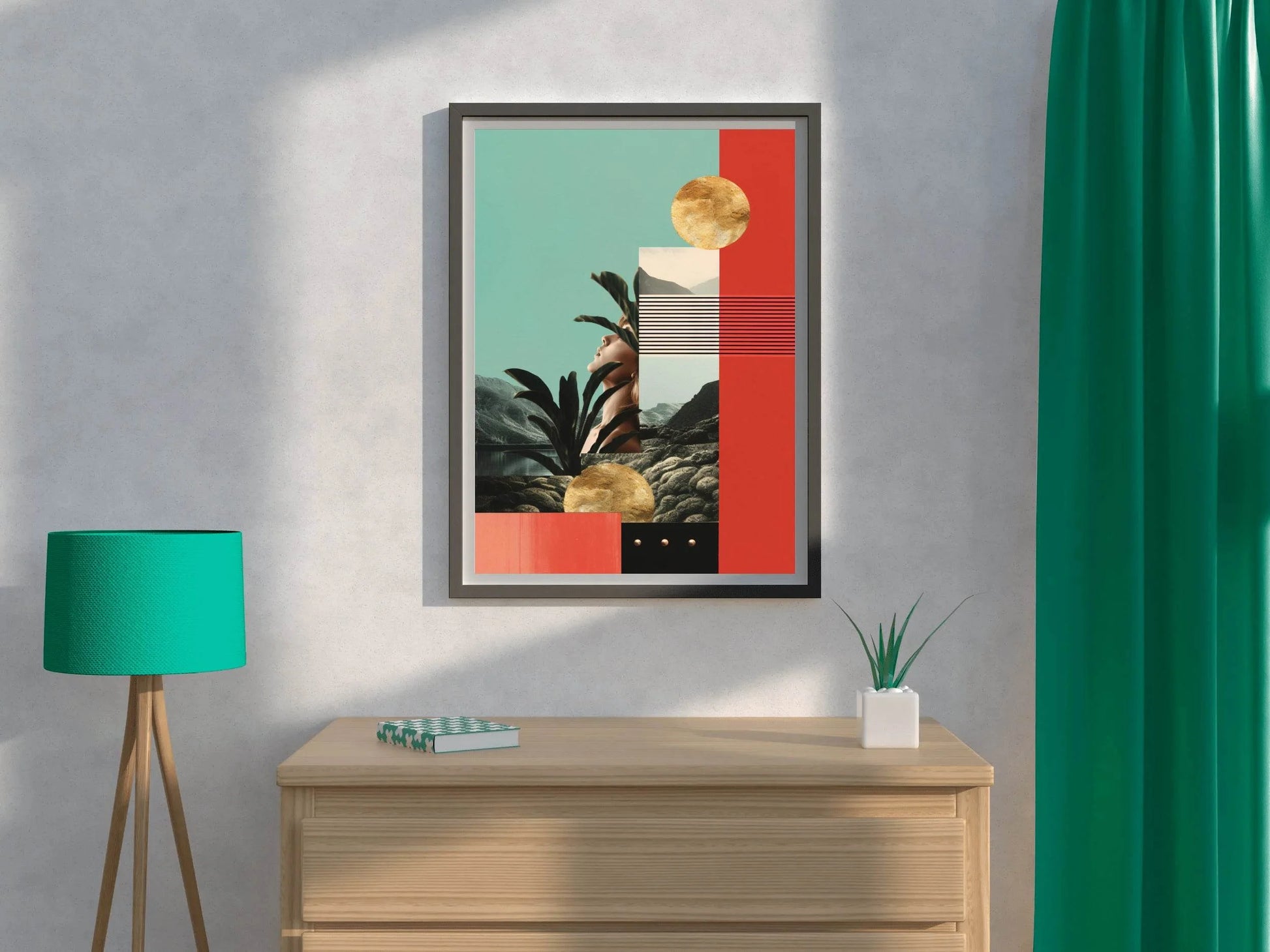 Girl Behind Geometric Shape Abstract Wall Art - beink online art store