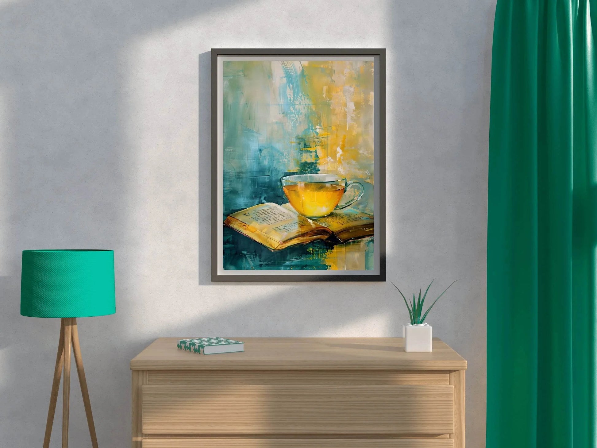 Painting A Cup Of Tea On A Book Wall Art - beink online art store