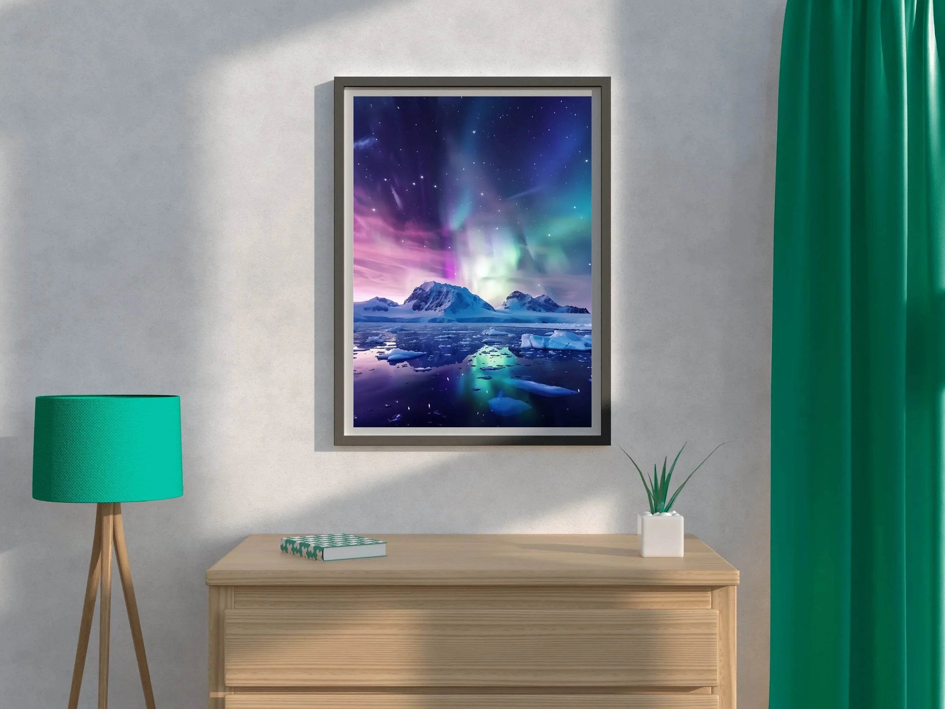 Aurora Australis Over Antarctic Landscape Wall Art - beink online art store