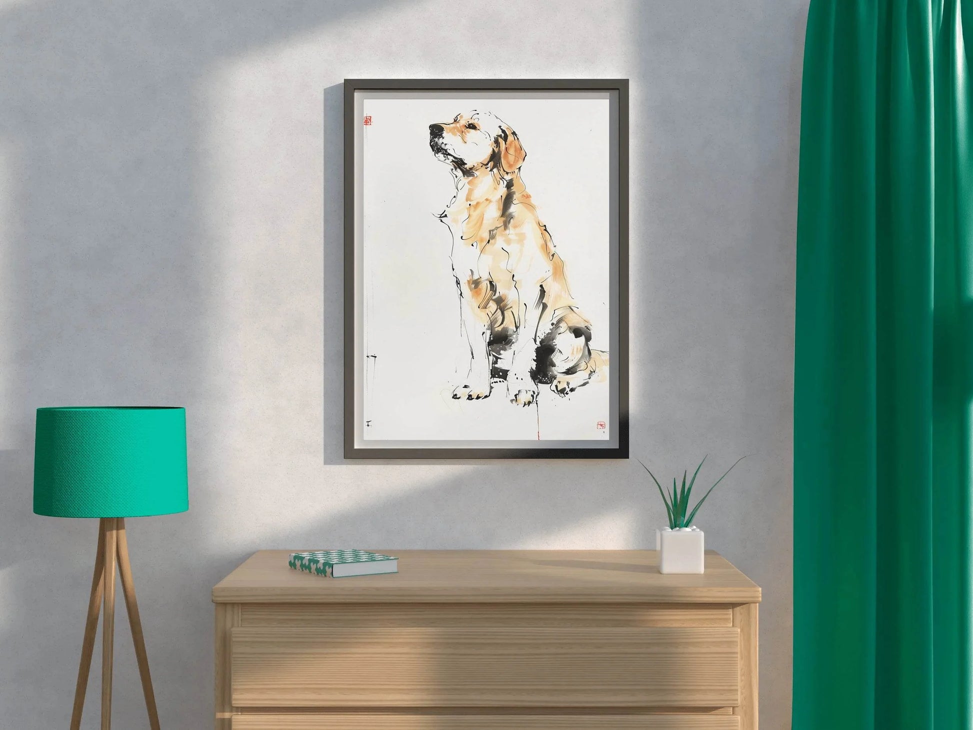 Drawing A Sitting Dog Wall Art - beink online art store