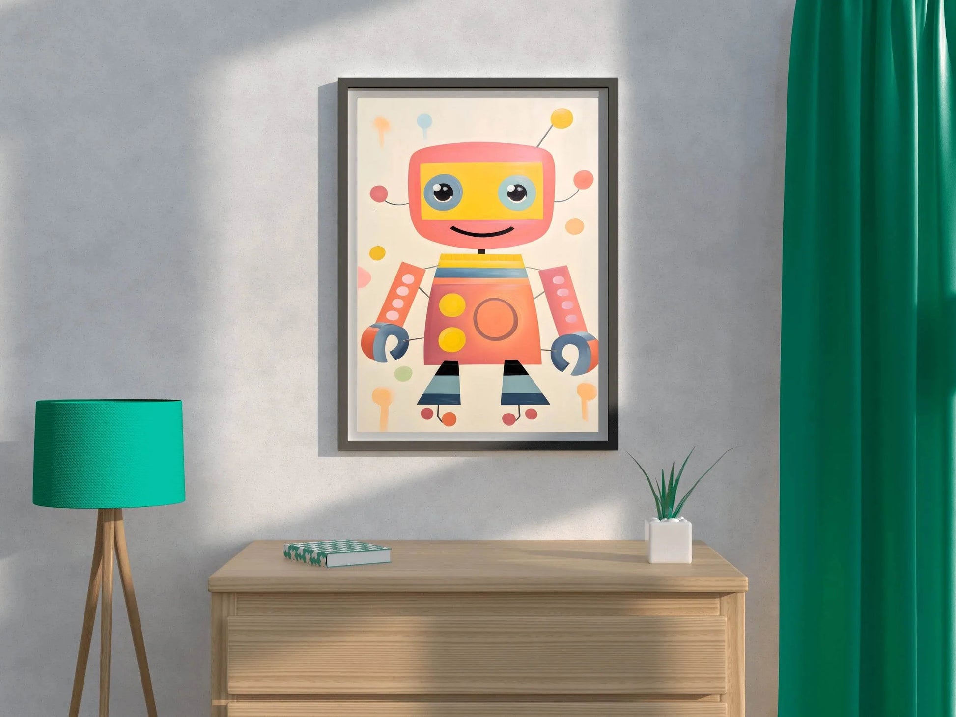 Cute Cartoon Robot in Flat Style - beink online art store
