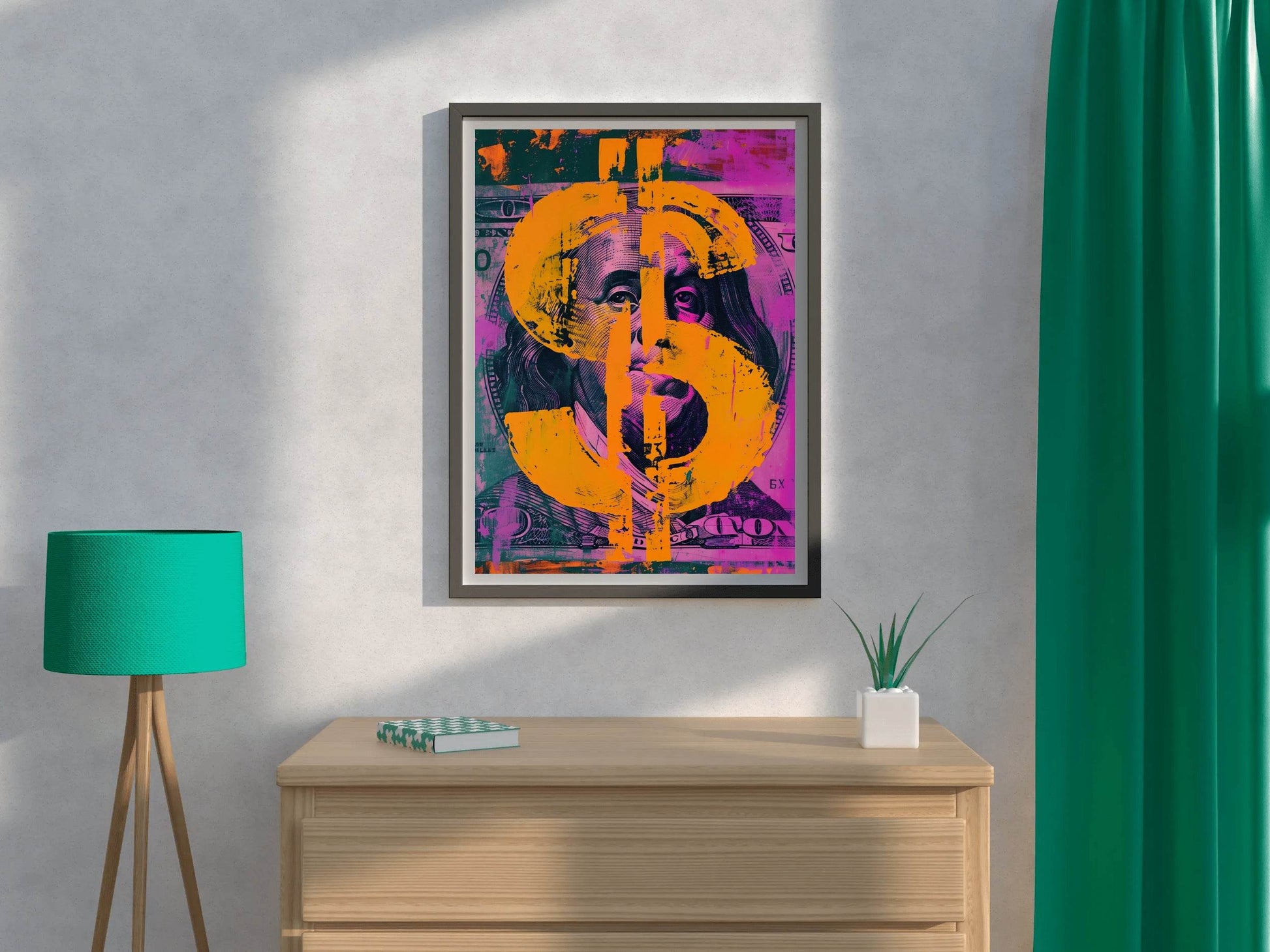 Dollar Sign Overlaying Benjamin Franklin's Portrait Wall Art - beink online art store