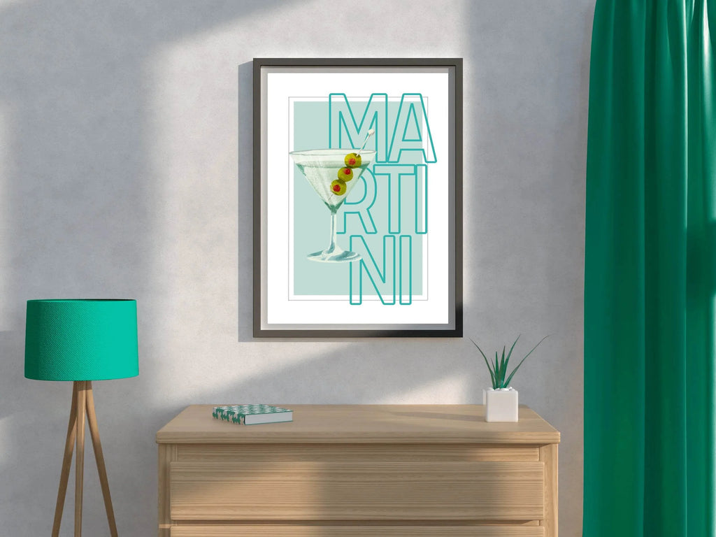 Martini Cocktail With Green Olives Wall Art - beink online art store