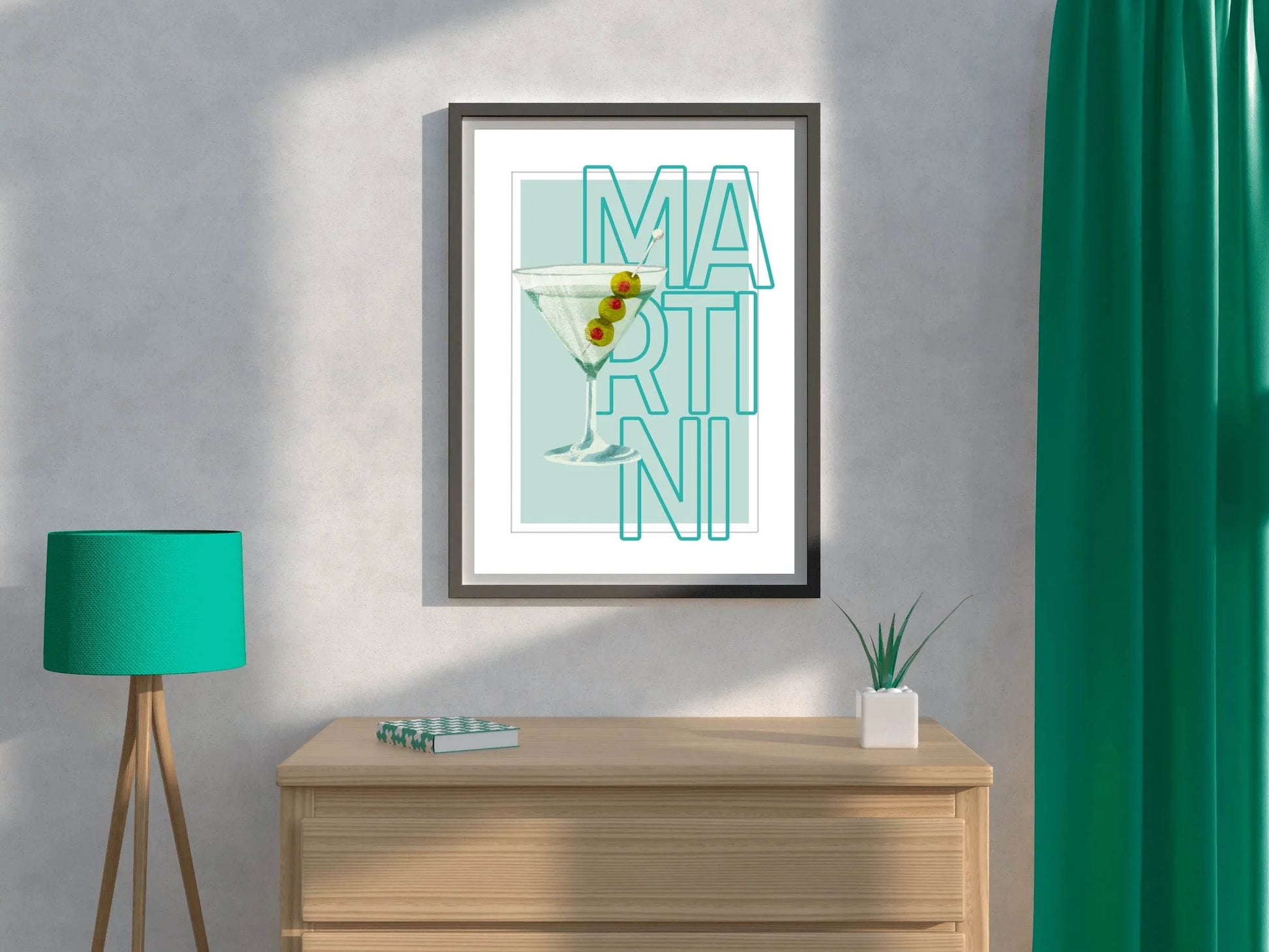 Martini Cocktail With Green Olives Wall Art - beink online art store