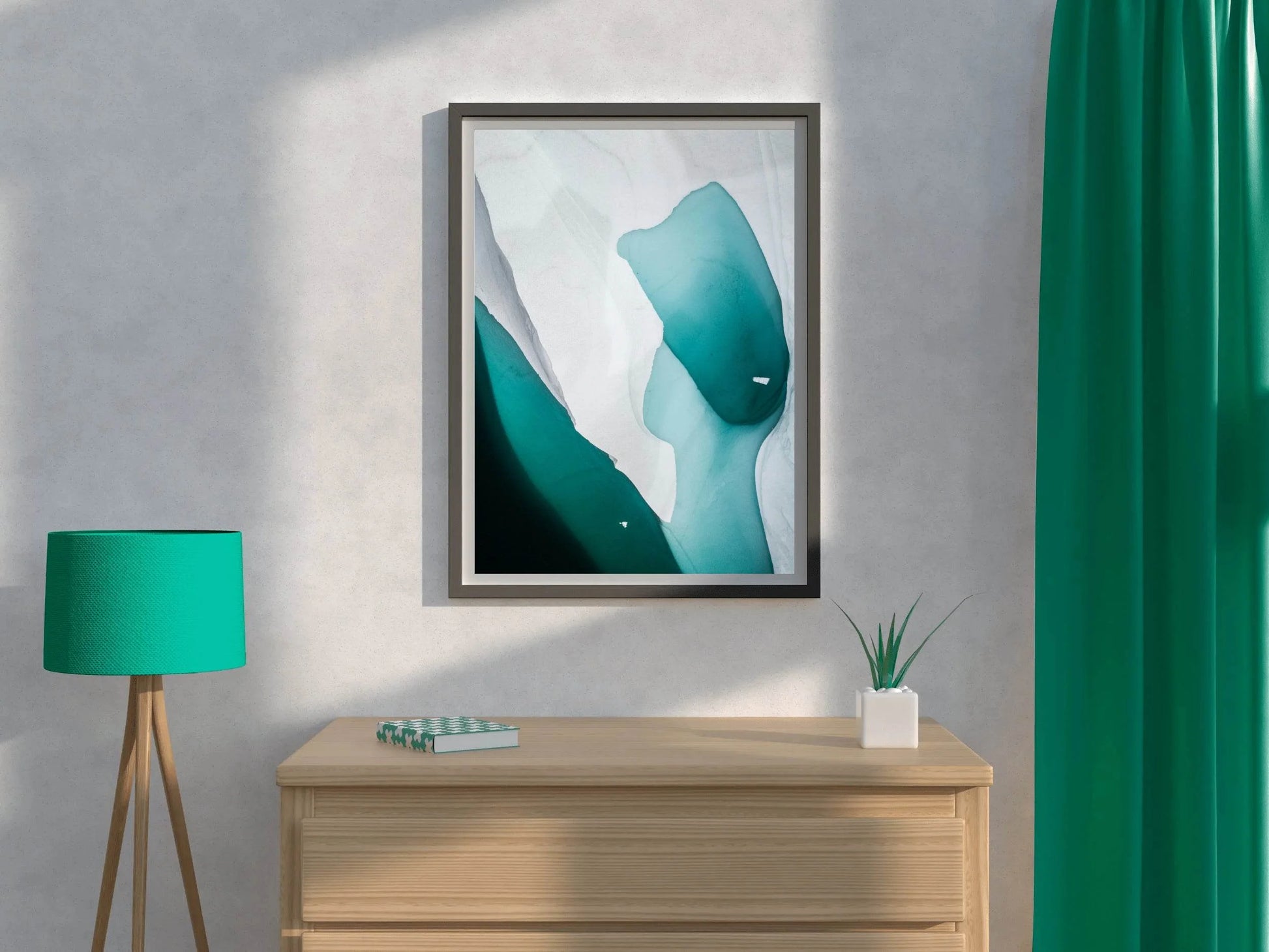 Green Water Color With White Background Abstract Wall Art - beink online art store