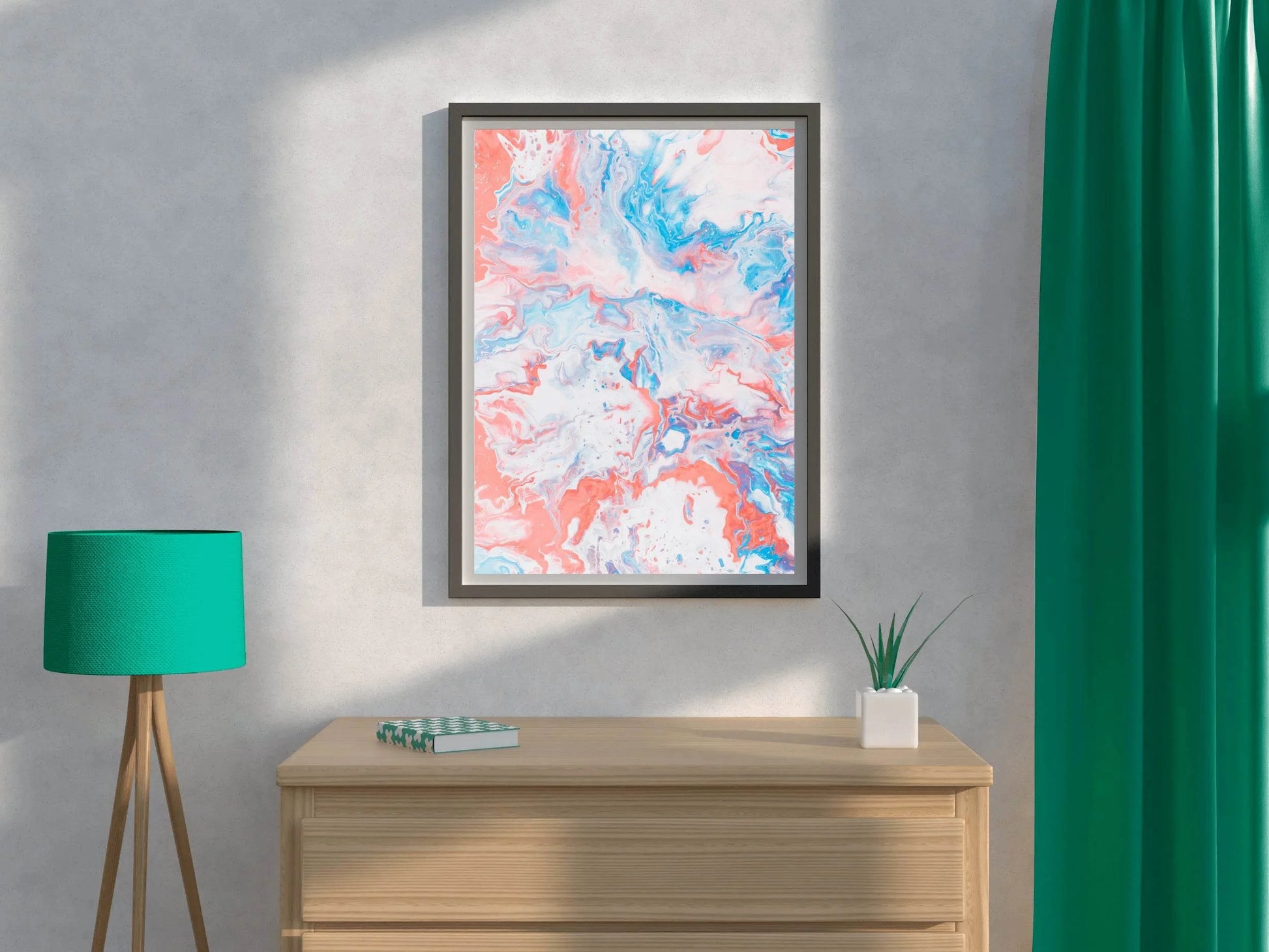 Spread of Aqua Pink Oil Paint Abstract Wall Art - beink online art store