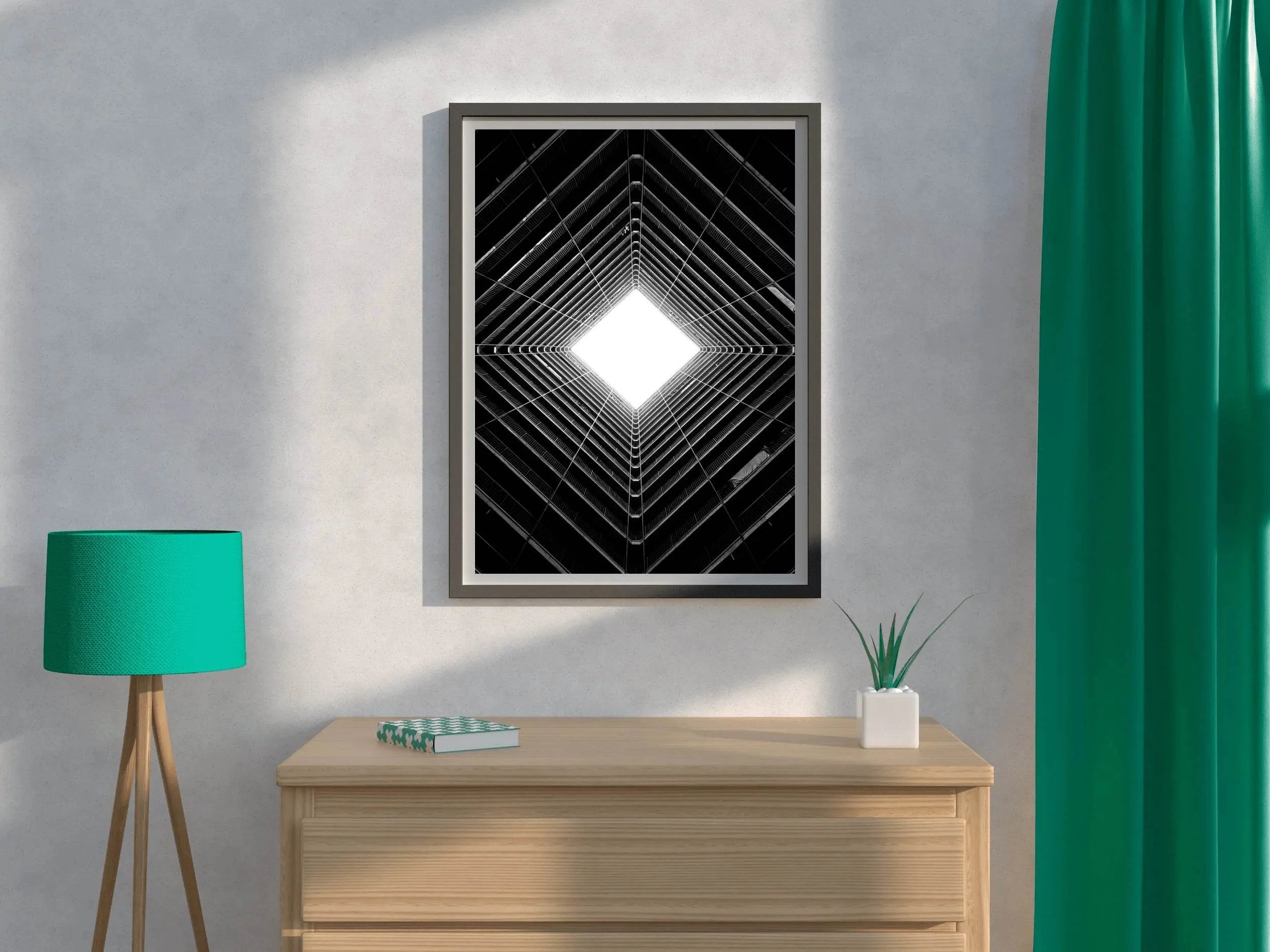 White Striped Building Black & White Wall Art - beink online art store