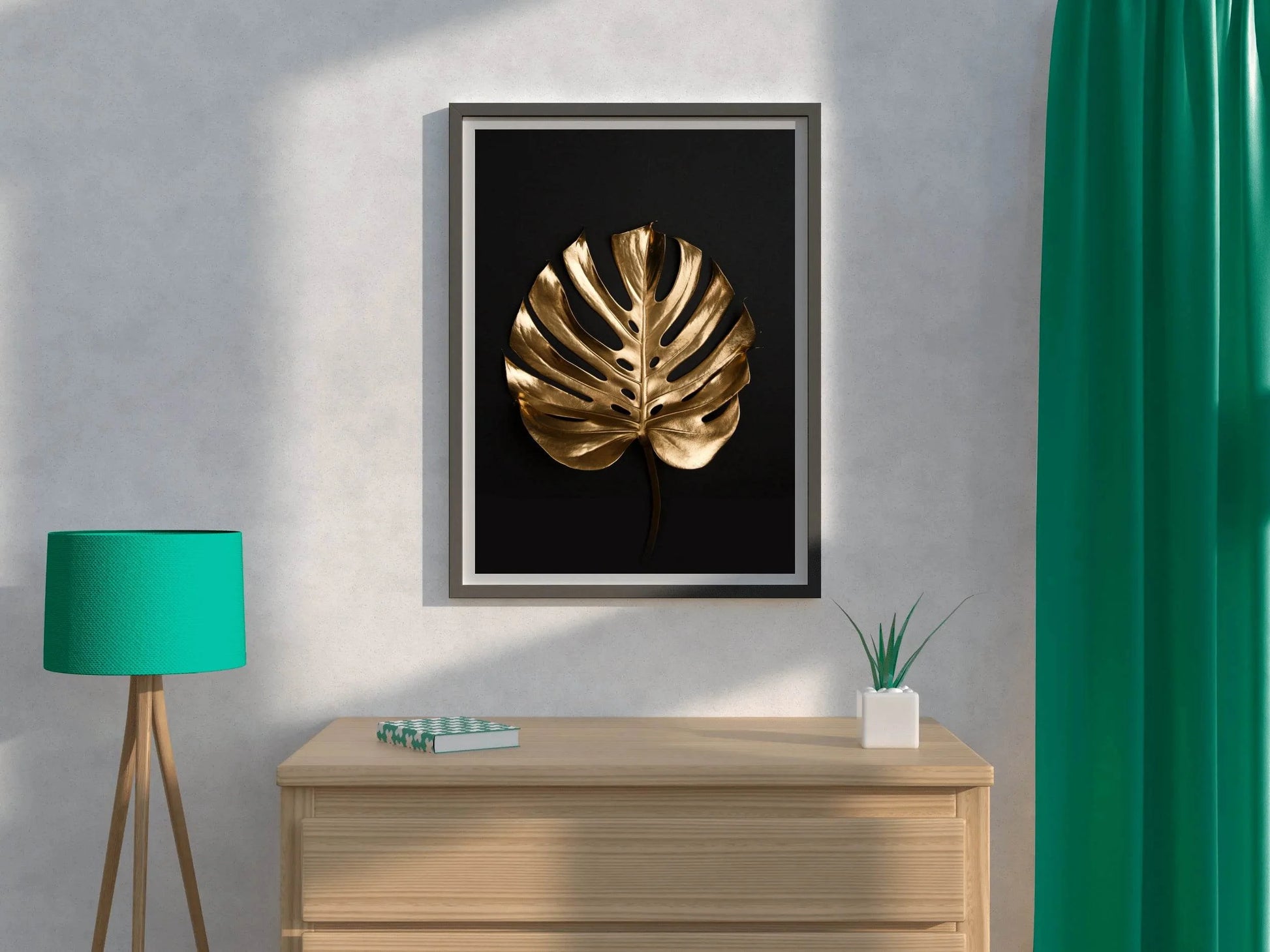 Golden Monstera Leaf Wall Art - beink online art store