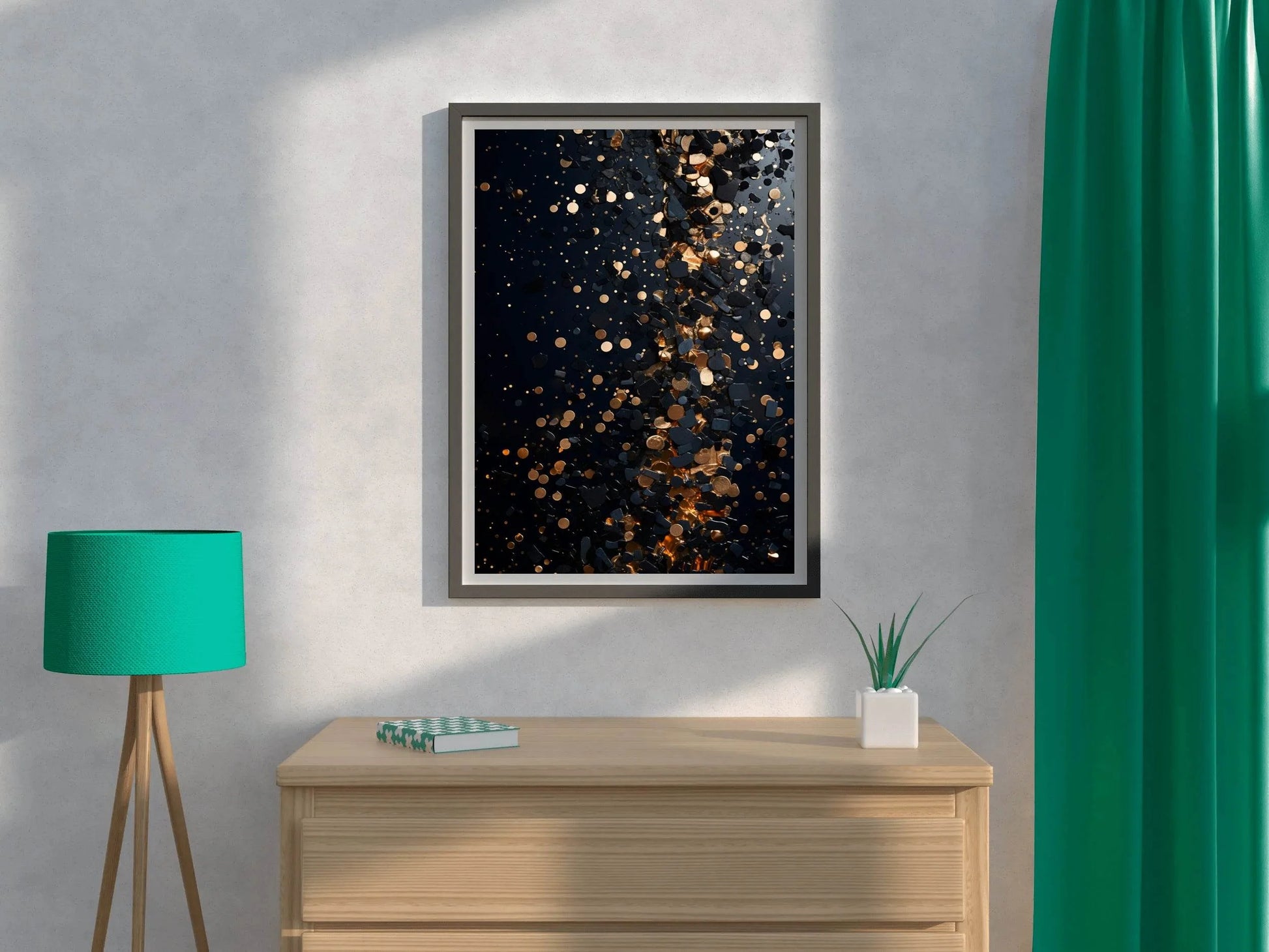 Closeup of goldpainted black surface - beink online art store