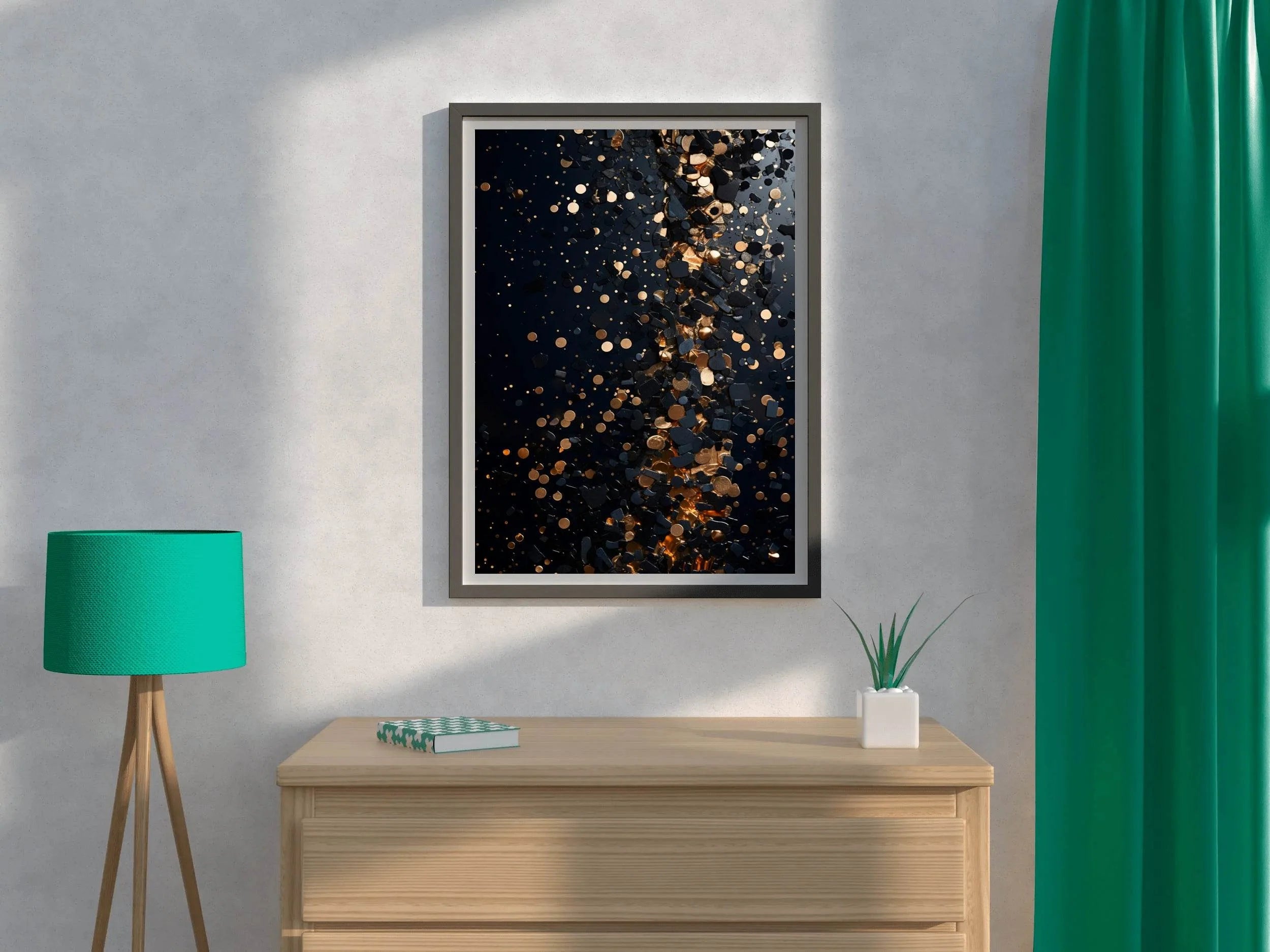 Closeup of goldpainted black surface - beink online art store