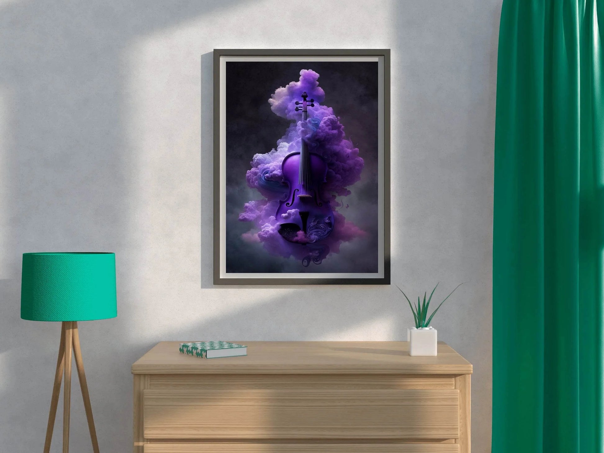 Purple Magic Violin In Smoke Wall Art - beink online art store