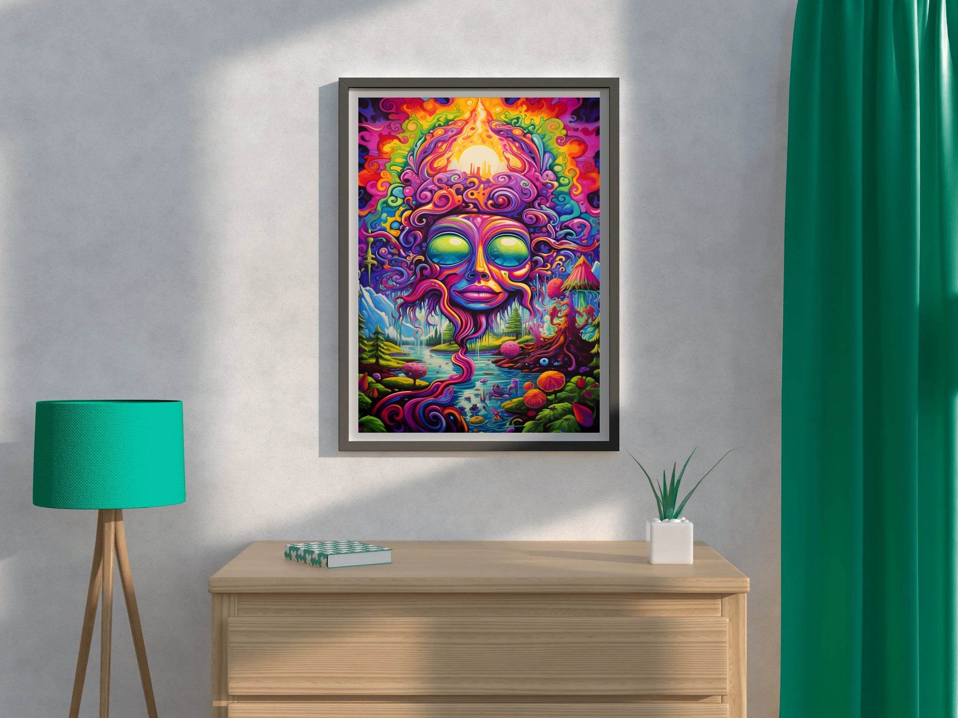 Painting of a Colorful Face Many Objects - beink online art store
