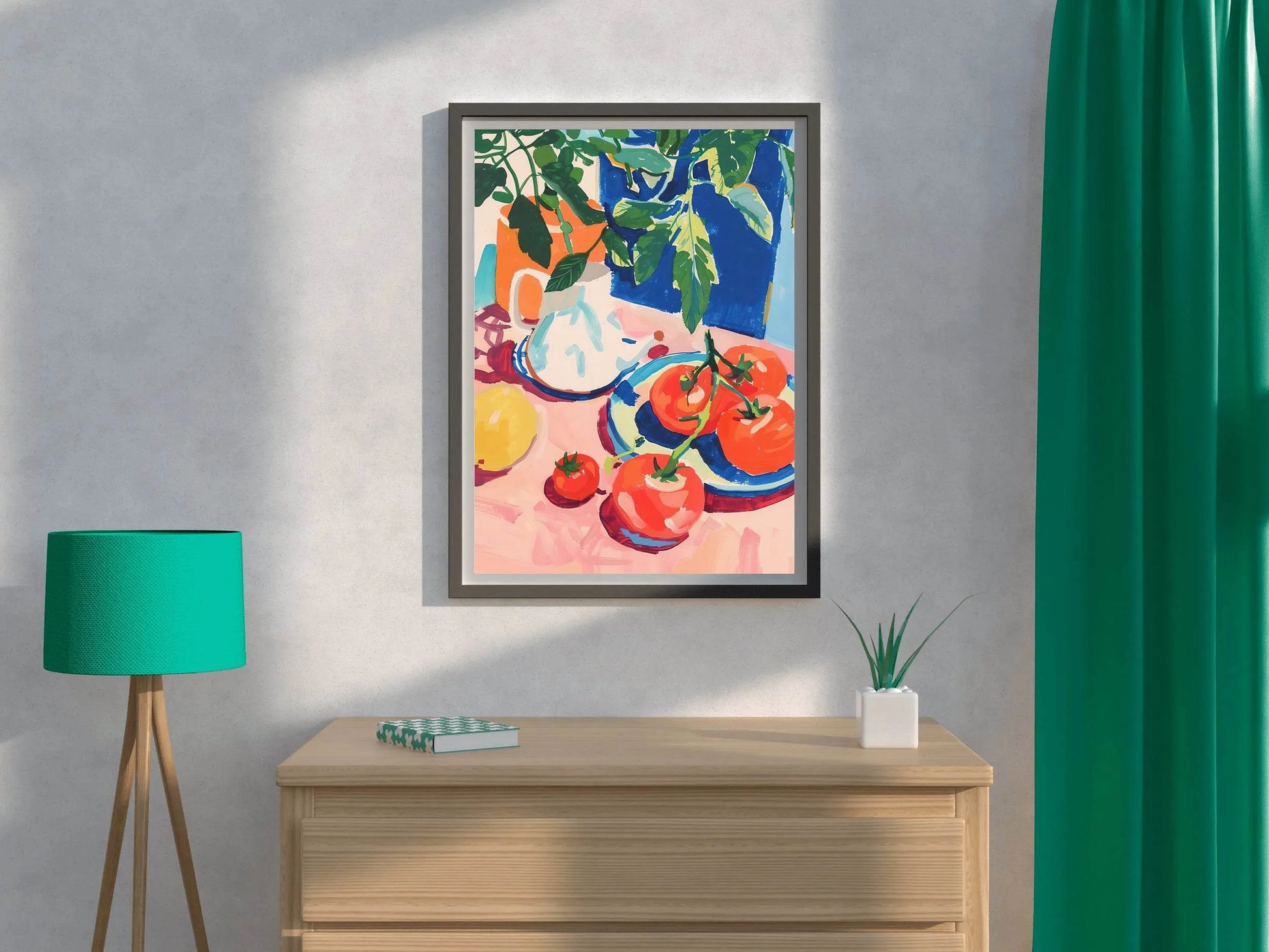 Painting of Persimmon Plate on Table - beink online art store