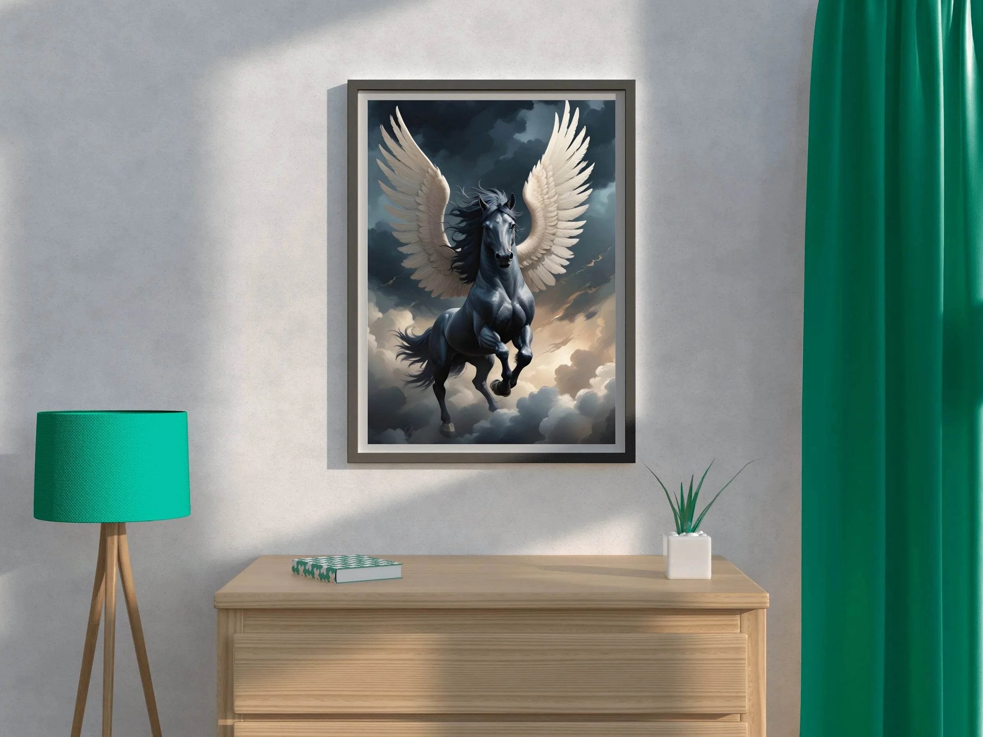 Black Unicorn With Horns Animal Wall Art - beink online art store