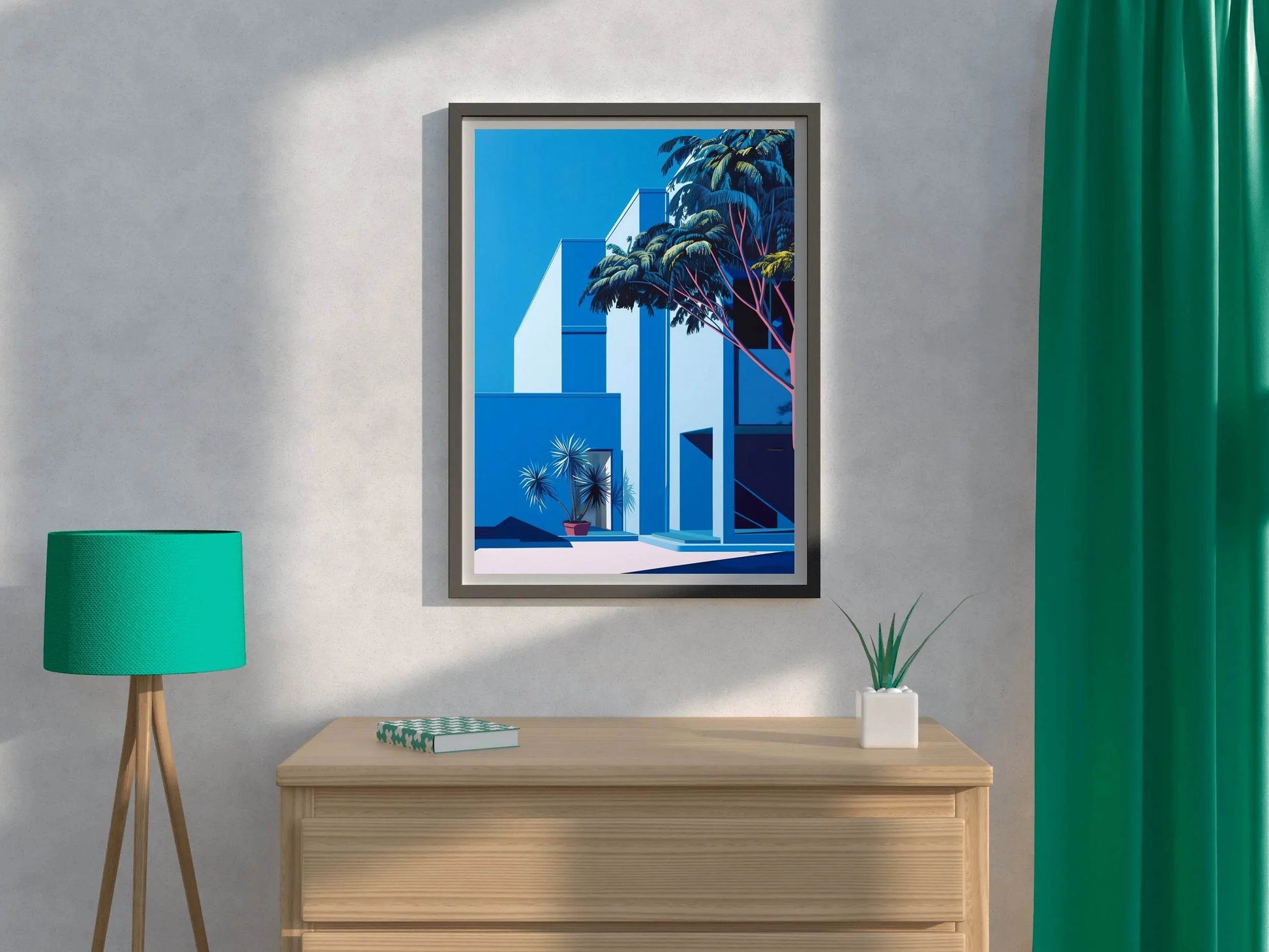 3D Geometric Getaway- Blue Home Modern Art - beink online art store