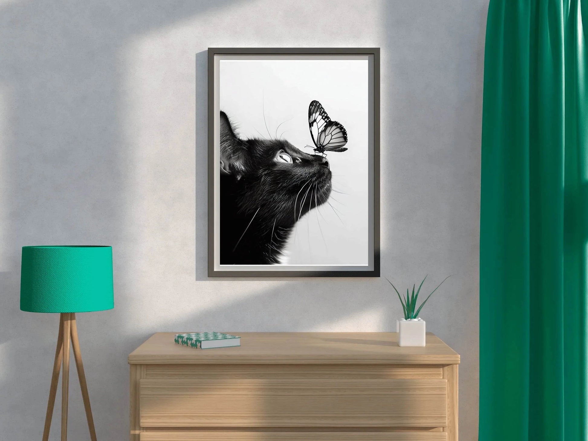 Butterfly on Black Cat Nose - beink online art store