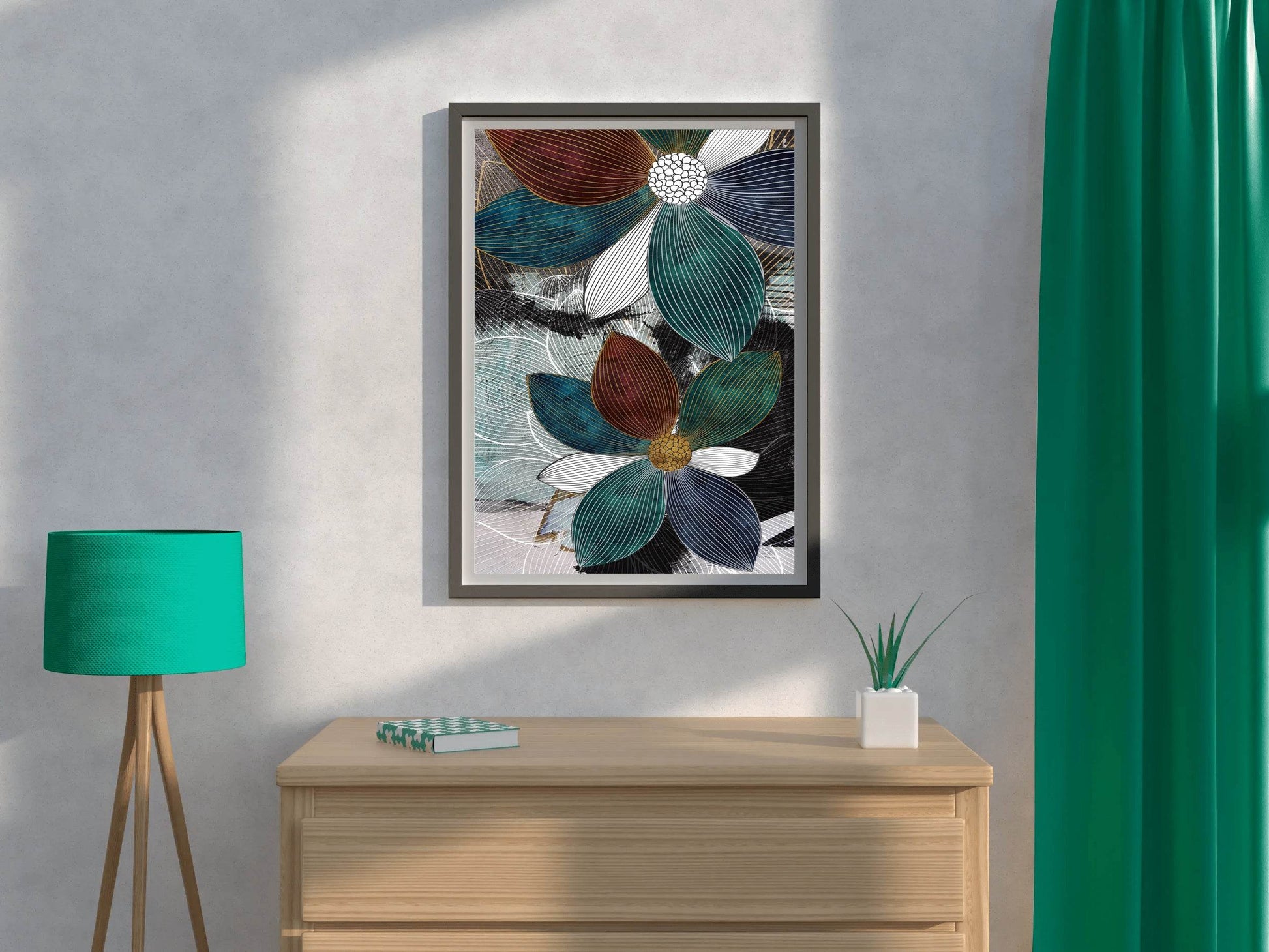 Blue and White Petal Patterns Wall Art - beink online art store