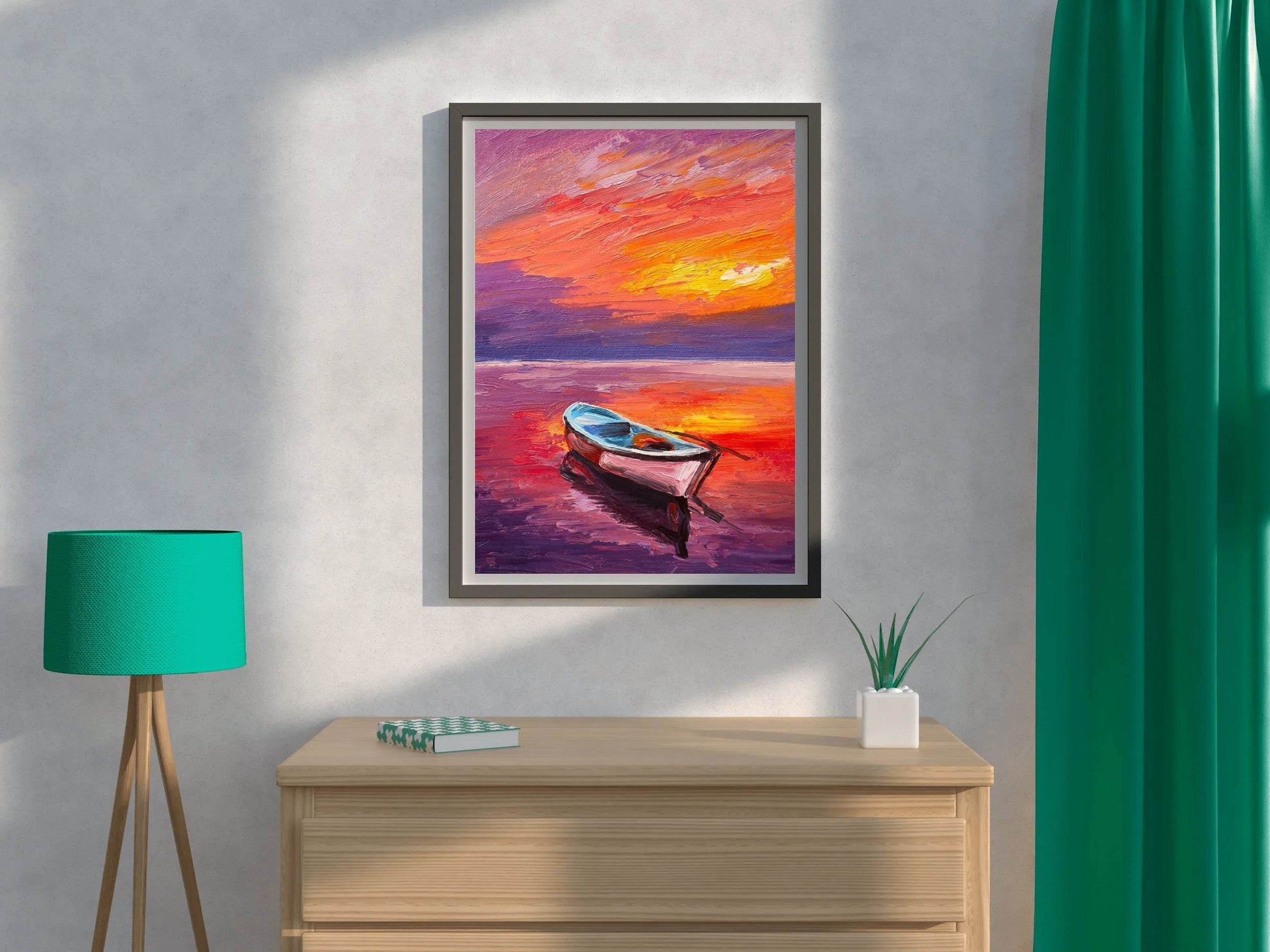 Small Boat in The Sunset Light Wall Art - beink online art store