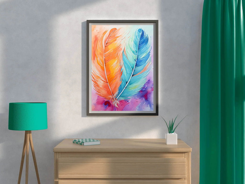 Painting Colored Feathers Wall Art - beink online art store