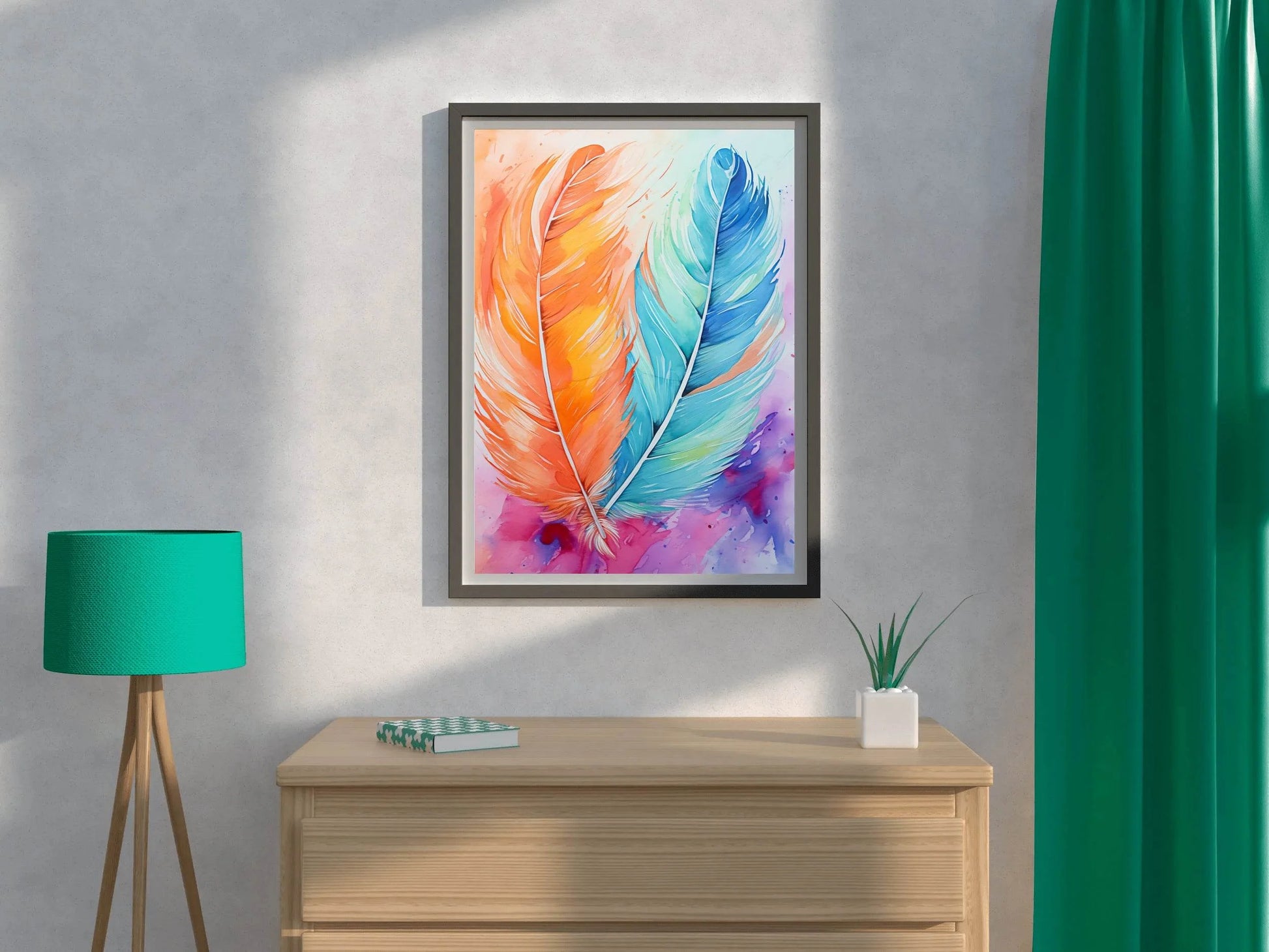 Painting Colored Feathers Wall Art - beink online art store