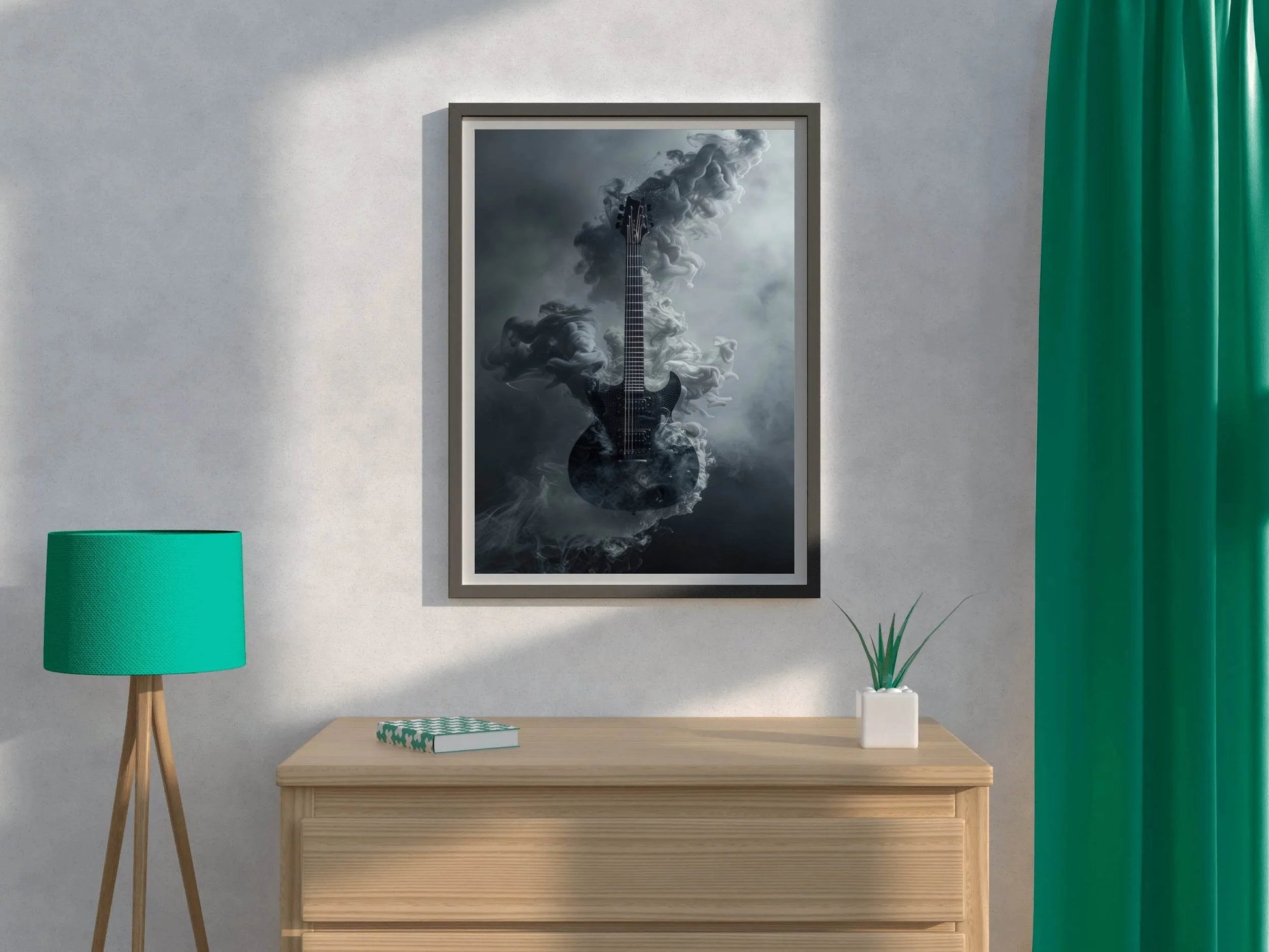 Smokey Black Guitar Wall Art - beink online art store