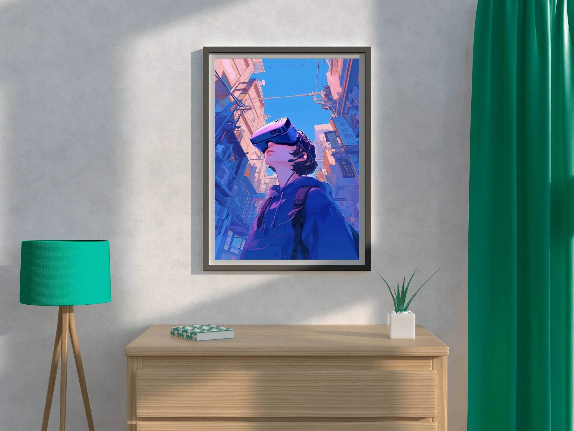 Anime Character with Virtual Reality Glasses Wall Art - beink online art store