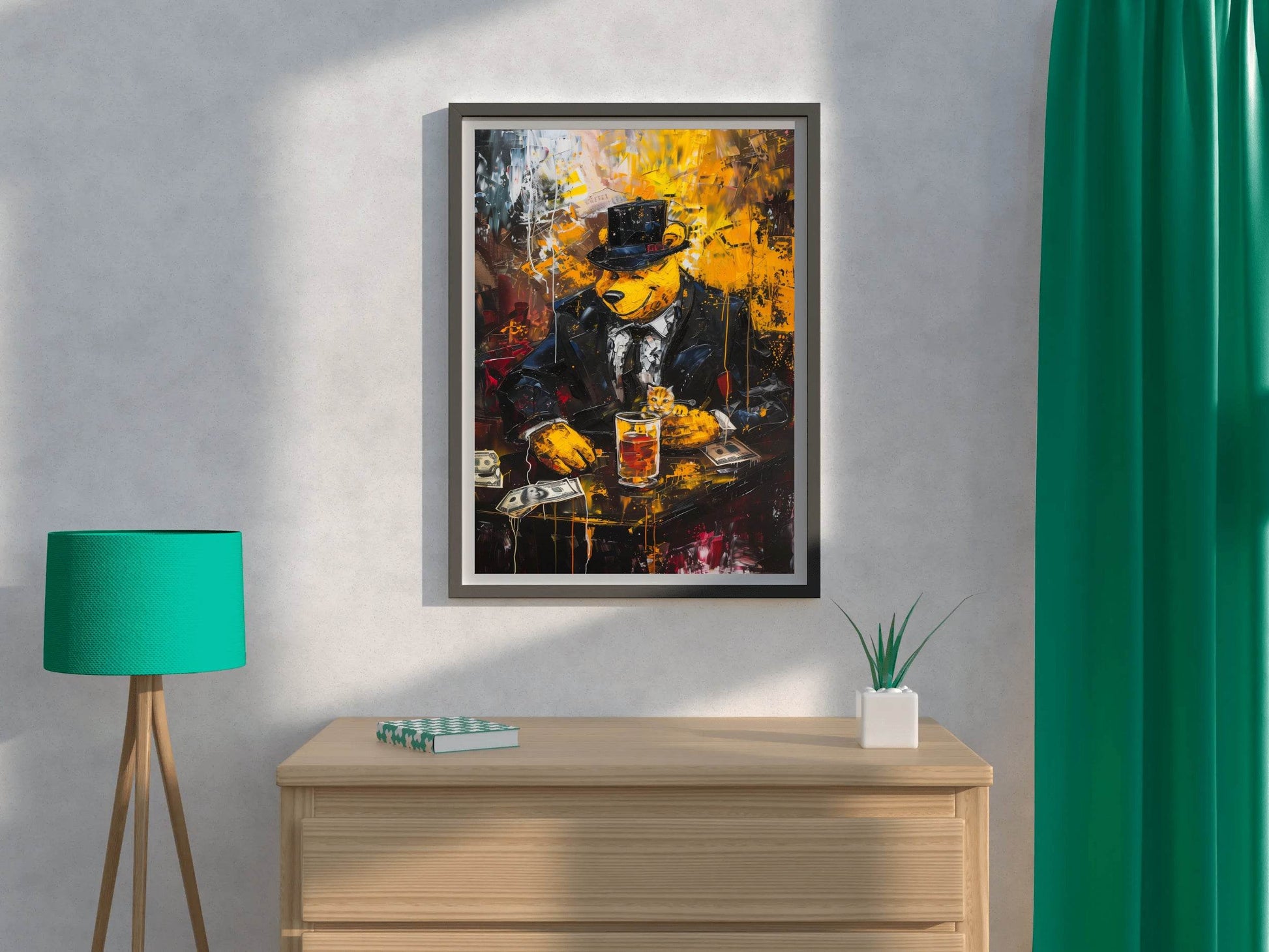 Painting of a Bear Dressed in a Suit and Hat - beink online art store