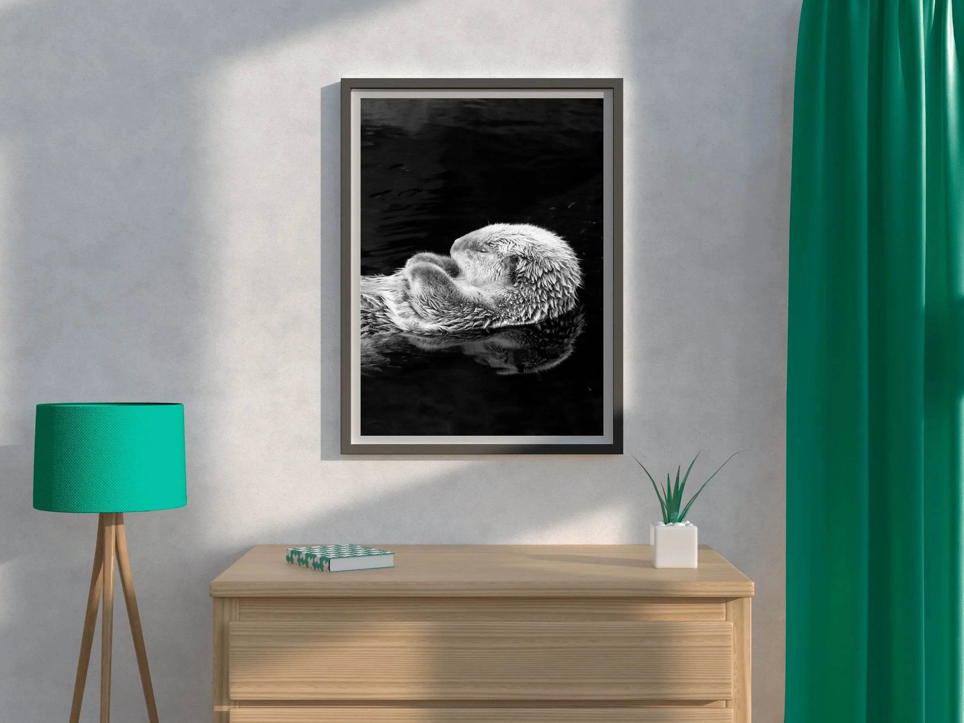 Sea Otter Black & White Wall Art - beink online art store