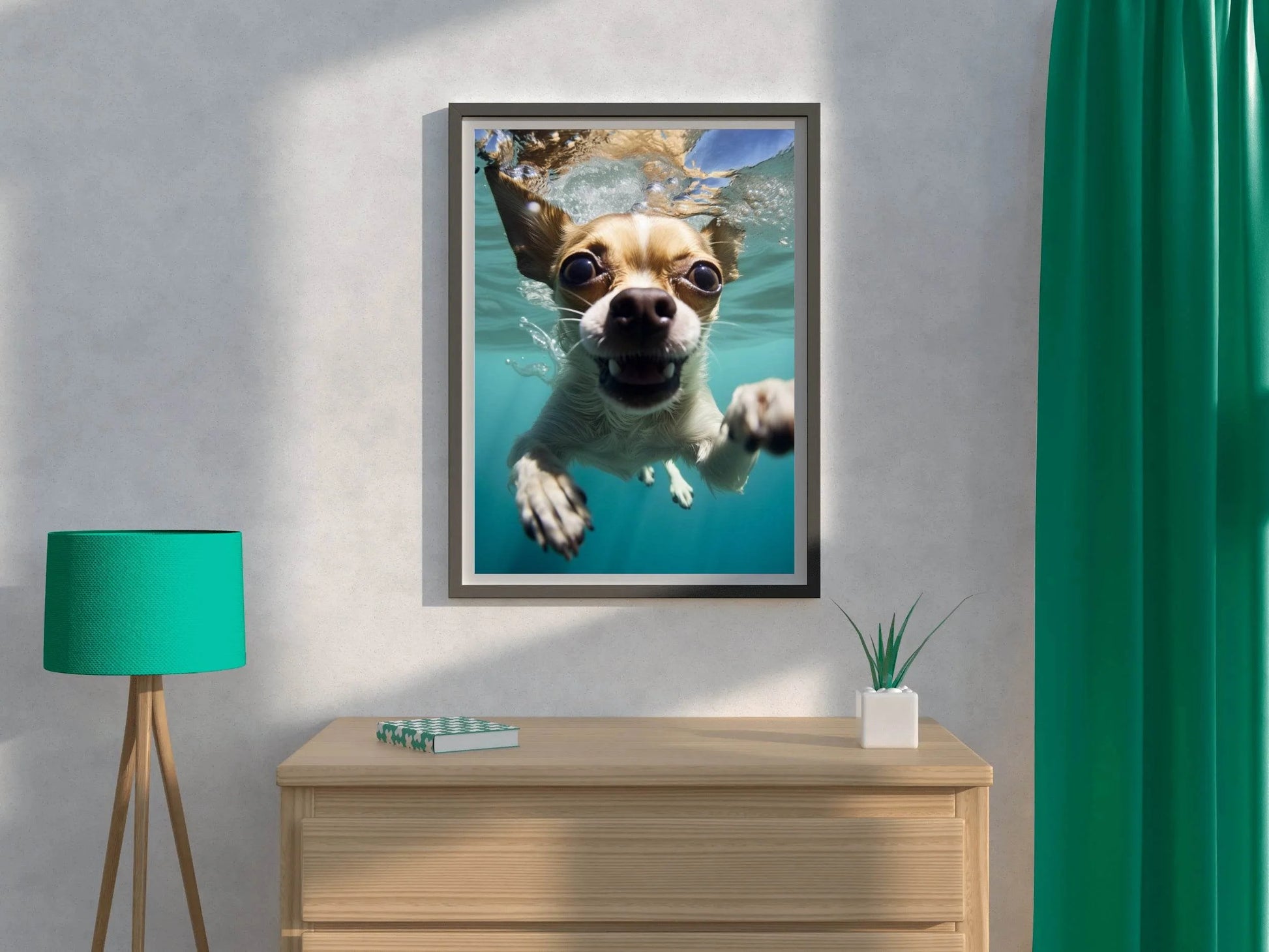Underwater Chihuahua Dog Wall Art - beink online art store