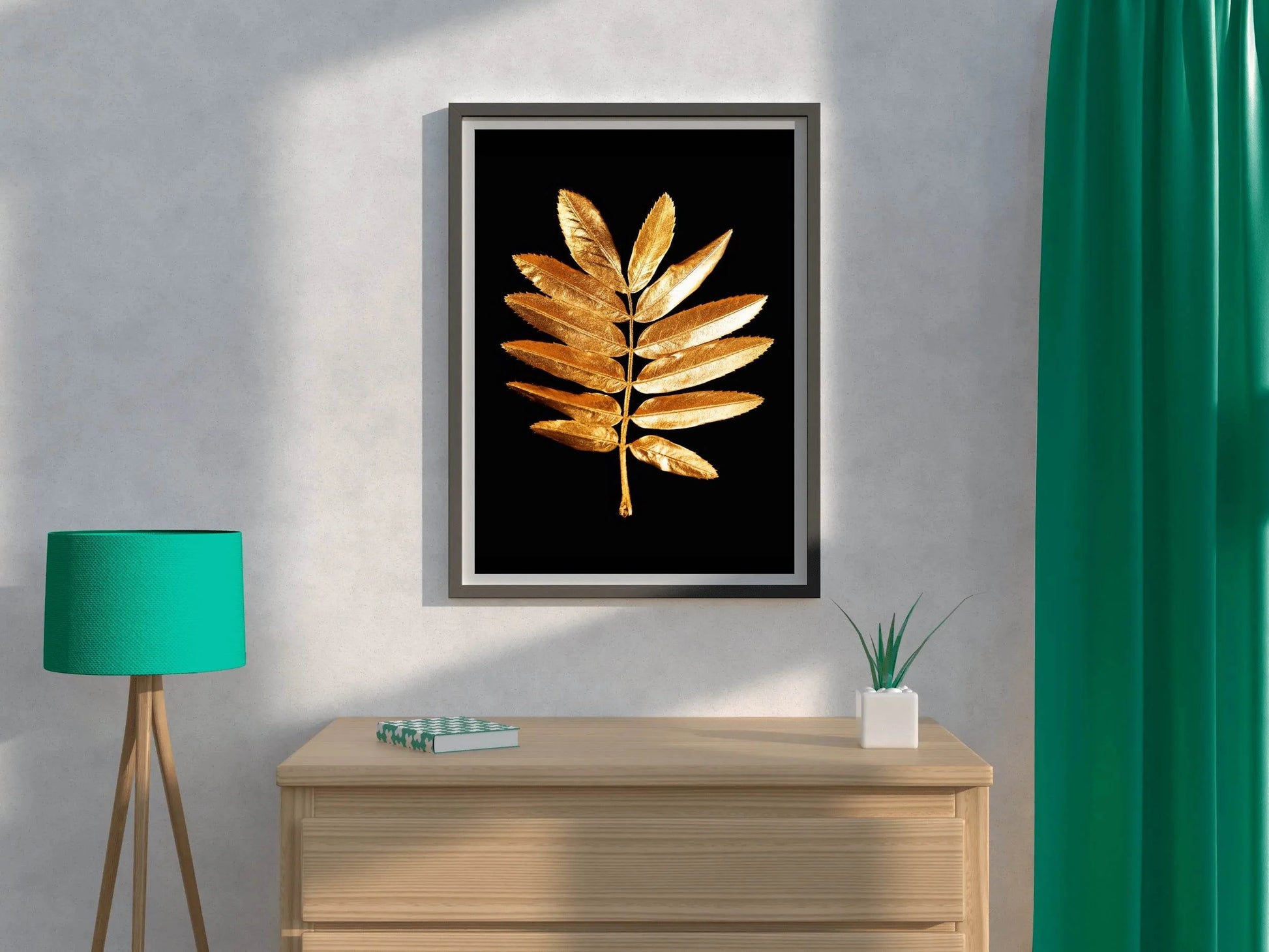 Golden Fern Leaf Wall Art - beink online art store