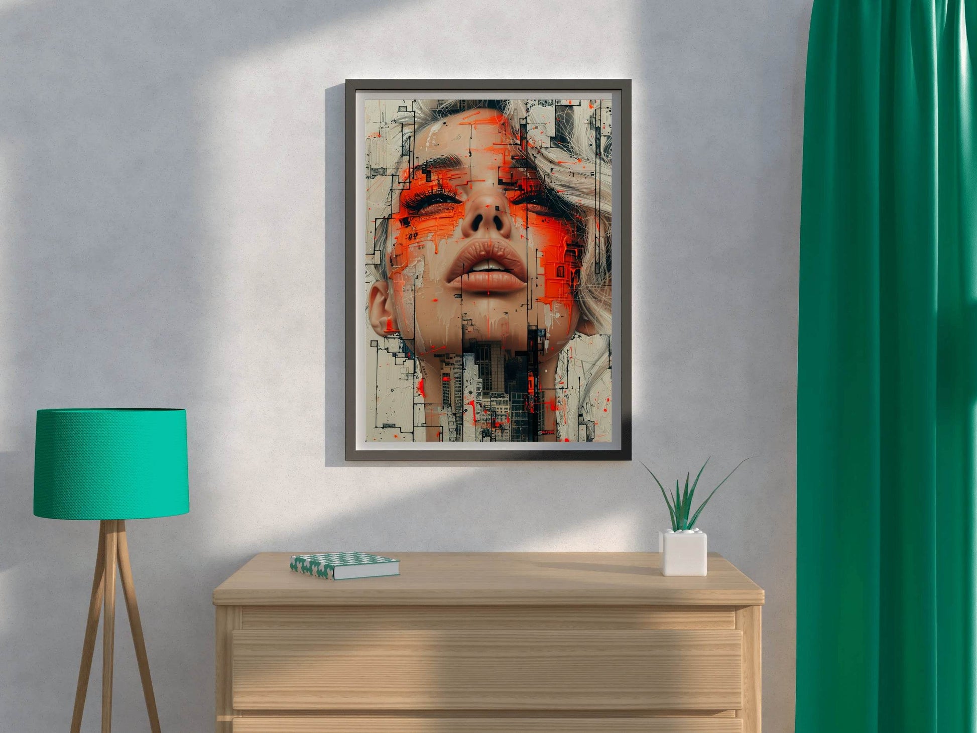Women With Red Paint on Face Digital Art - beink online art store