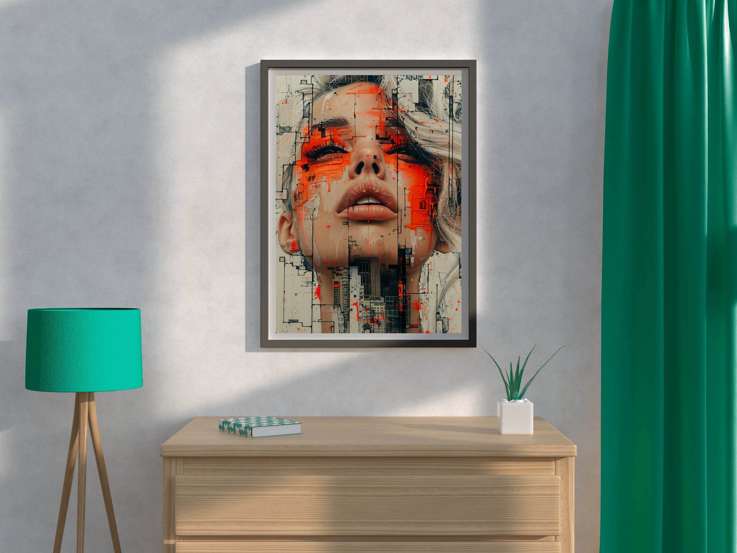 Women With Red Paint on Face Digital Art - beink online art store
