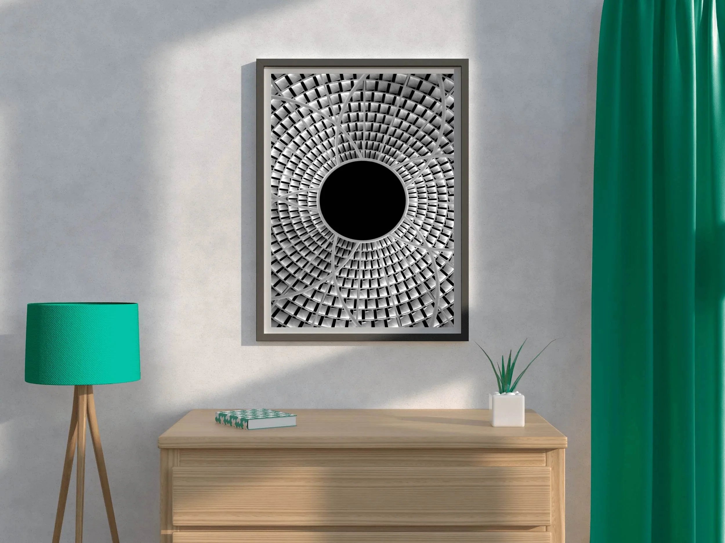 Open Hole Ceiling Architecture Black & White Wall Art - beink online art store