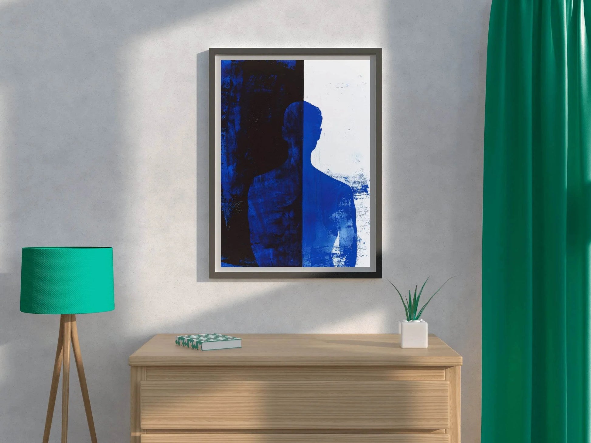 Light Blue Shade Oil Painting Wall Art - beink online art store