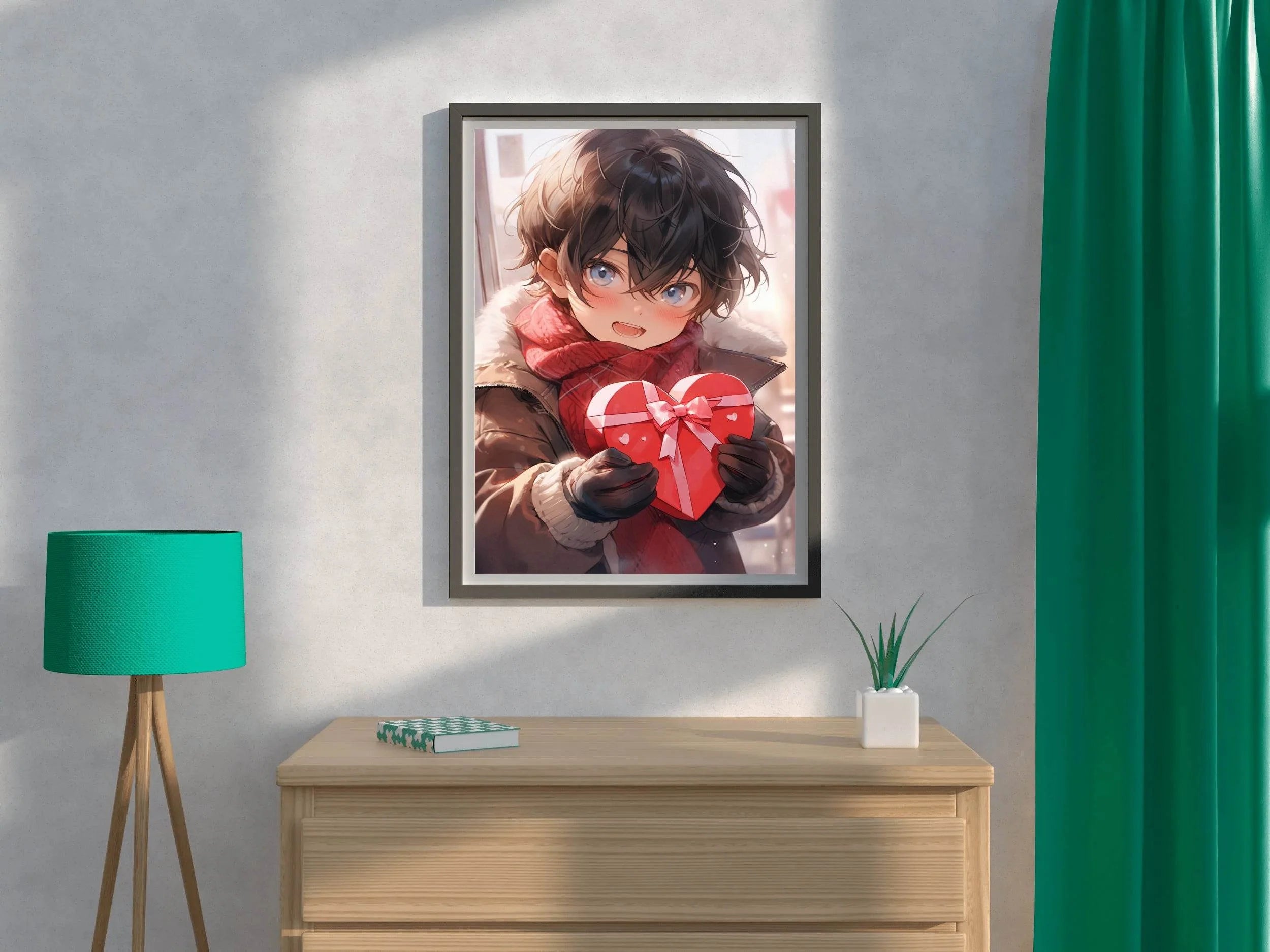 Anime Style Celebrating Valentines Day Anime Wall Art - beink online art store