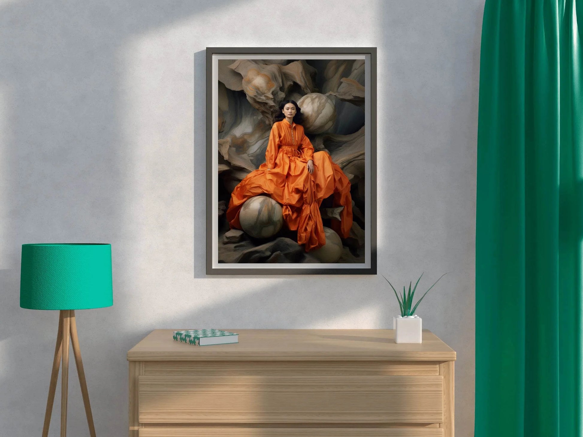 The Serena Maxi Dress in Bright Orange Wall Art - beink online art store