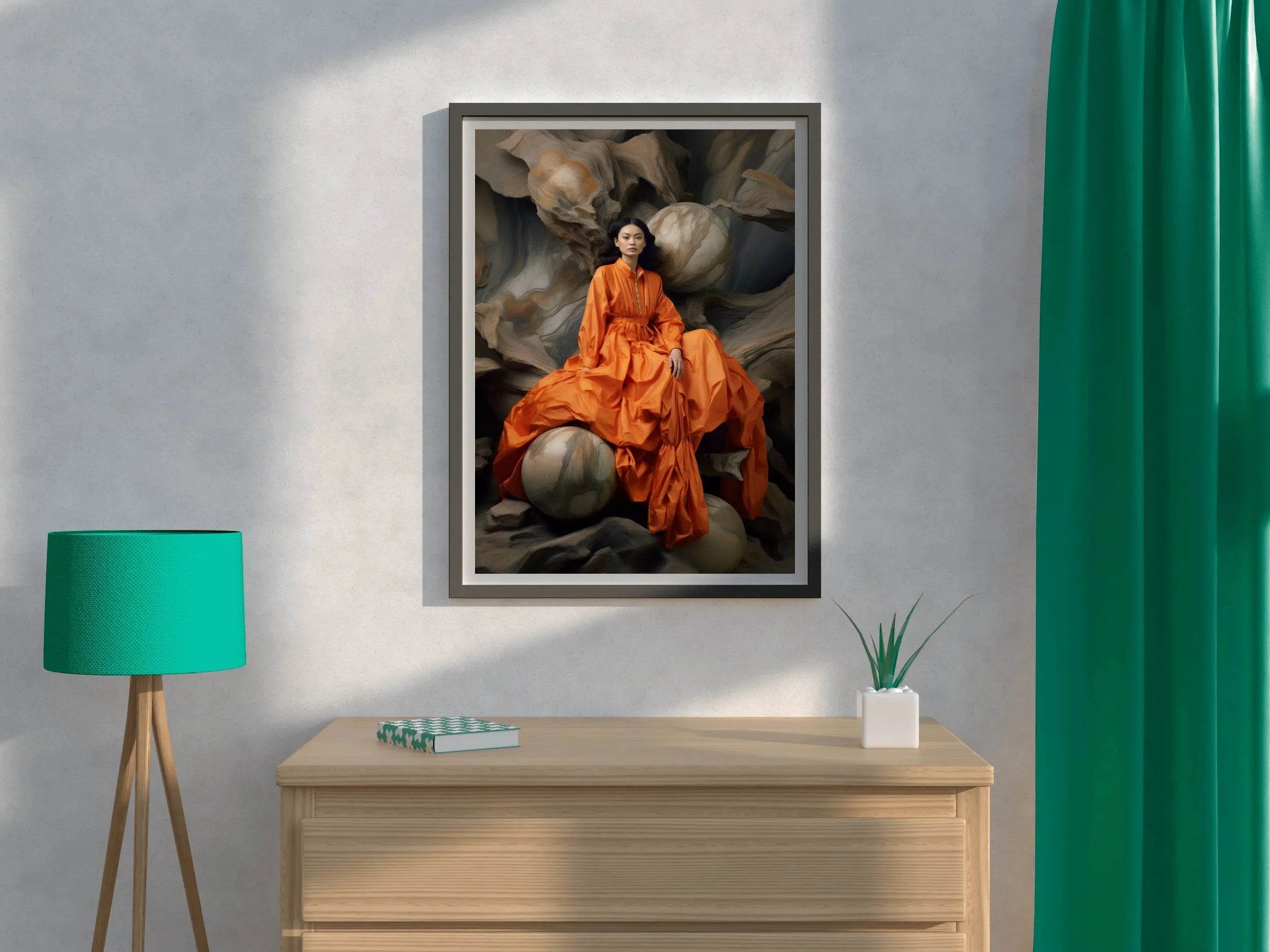 The Serena Maxi Dress in Bright Orange Wall Art - beink online art store