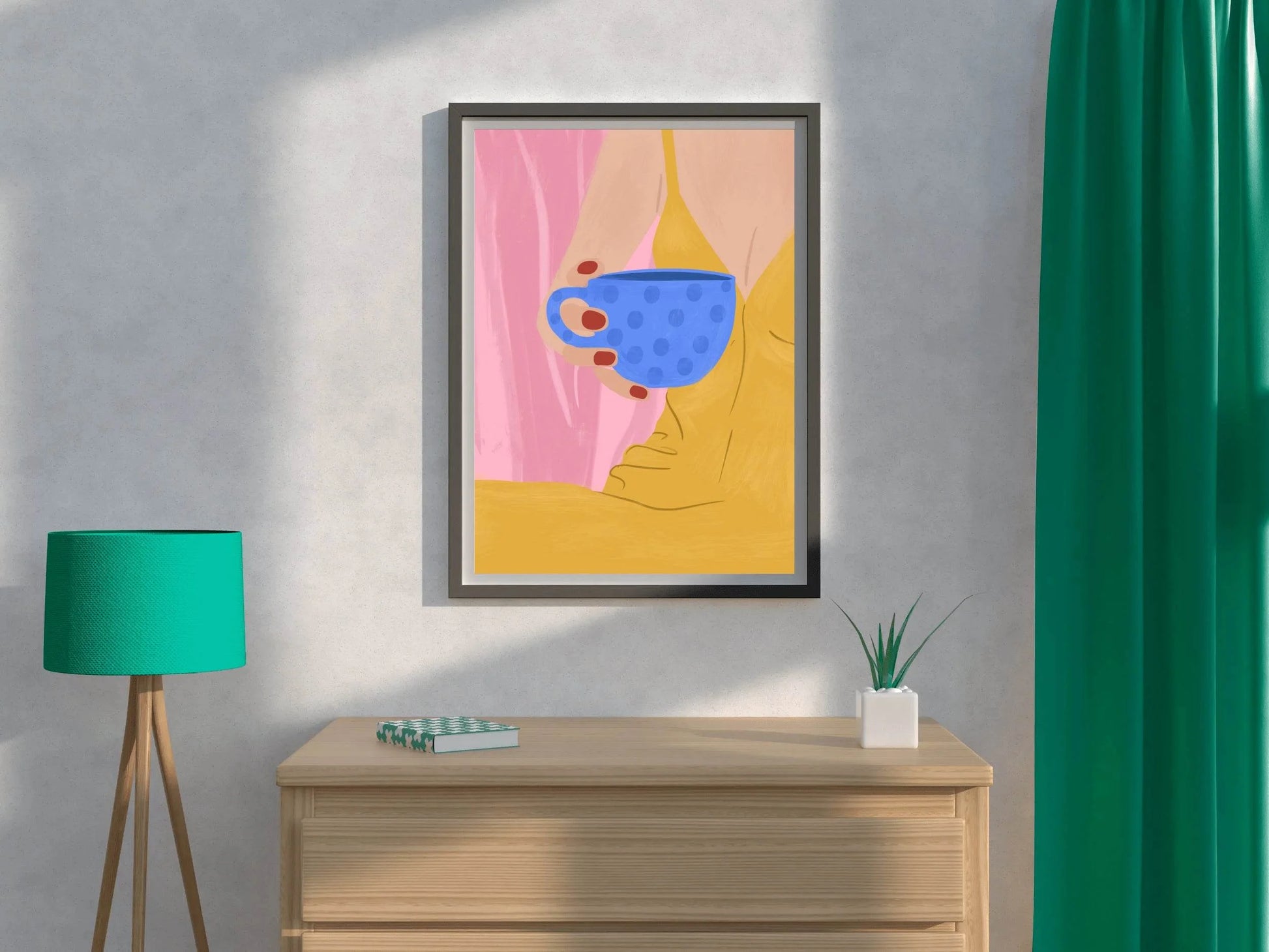 Contemporary Woman With Coffee in Hand Wall Art - beink online art store
