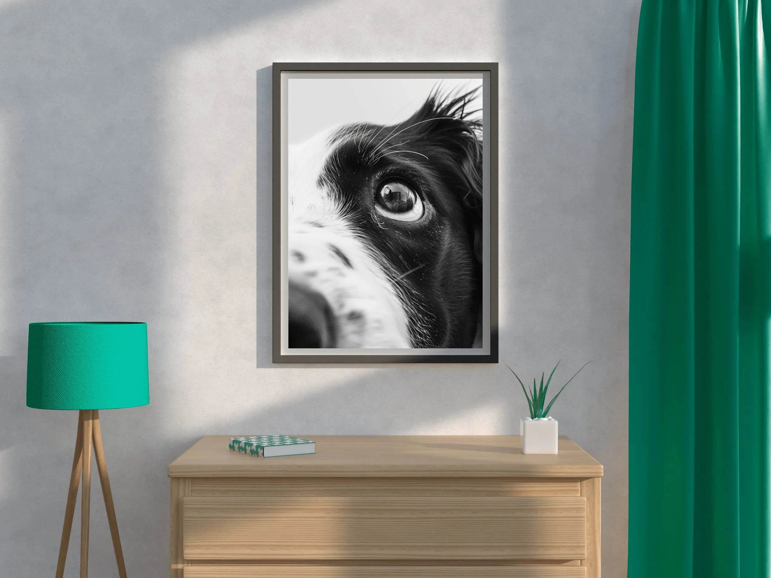 Border Collie Dog Black & White Wall Art - beink online art store