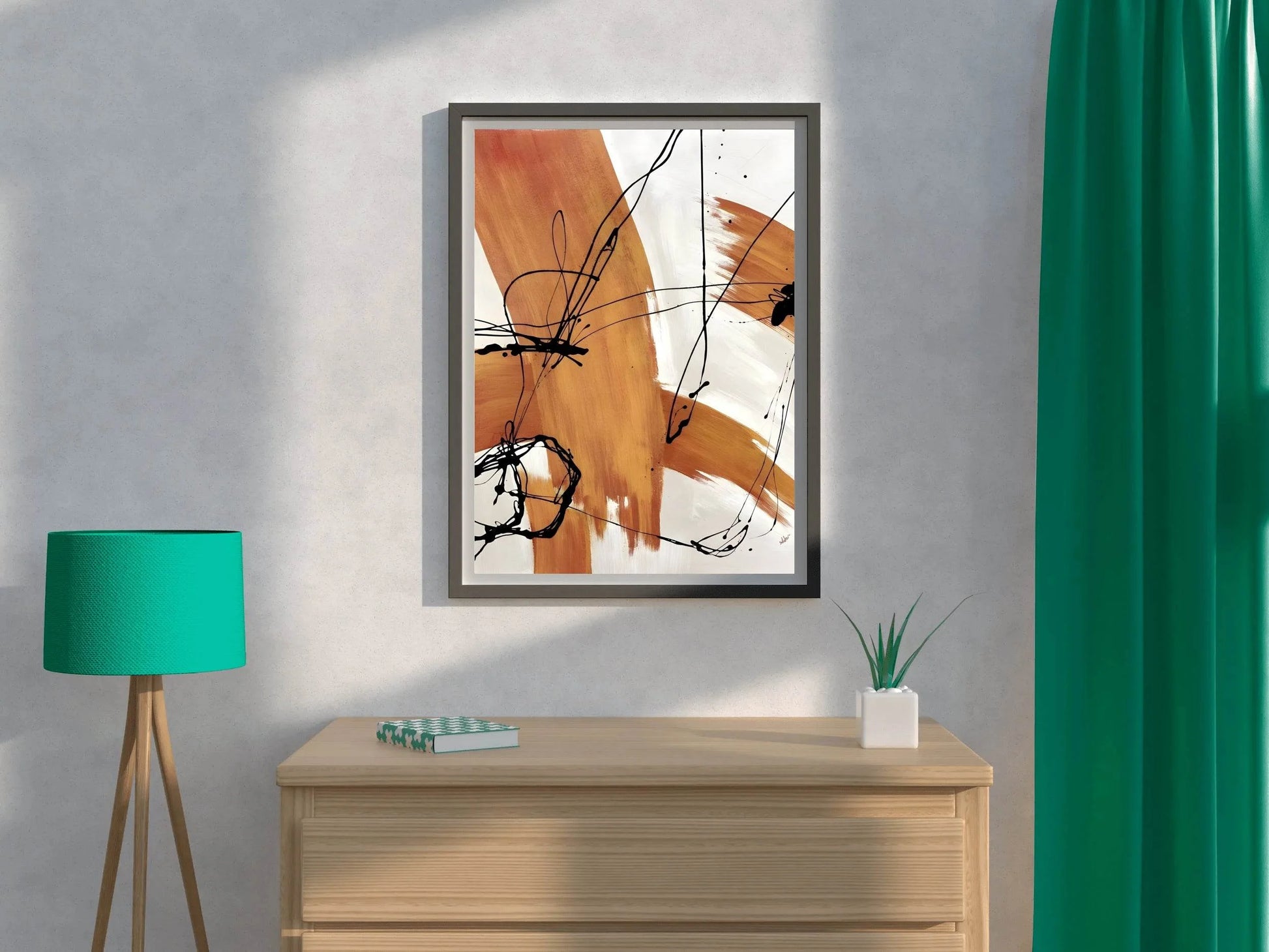 Brown Brush Strokes Modern Wall Art - beink online art store