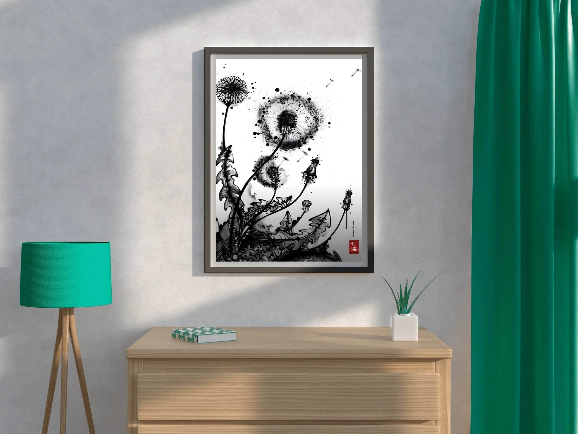 Striking Black Ink Illustration of Plant Wall Art - beink online art store