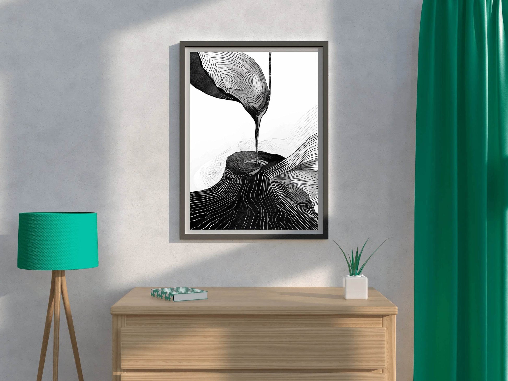 Cosmic Flow Ink Drawing Modern Wall Art - beink online art store
