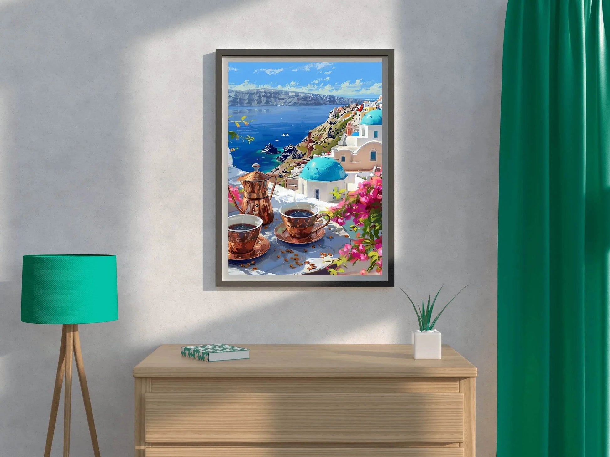 Greek Coffee in Santorini Wall Art - beink online art store