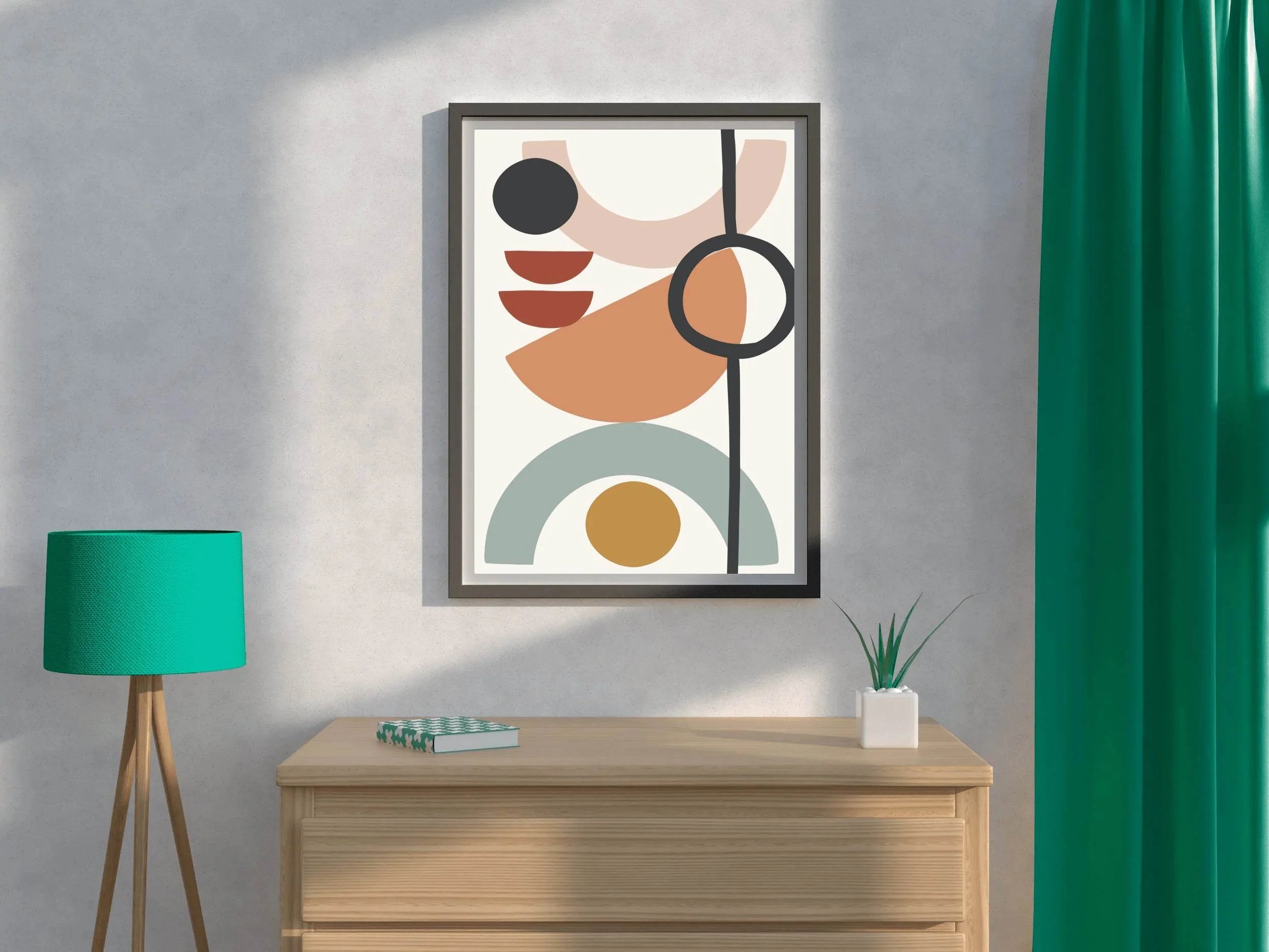 Geometric Shapes and Lines in Warm Earth Tones ArtWork - beink online art store