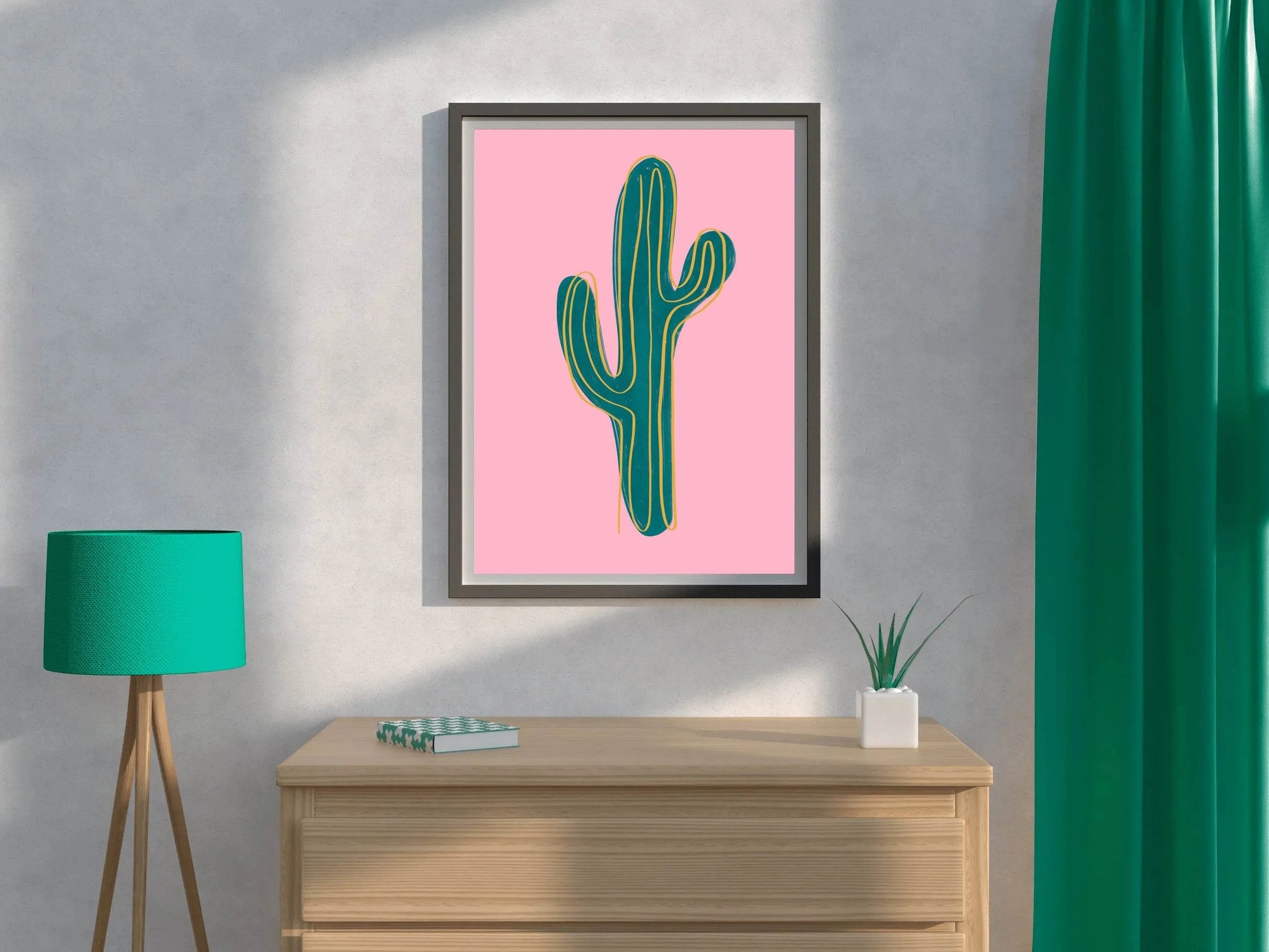 Green Cactus Painting Wall Art - beink online art store