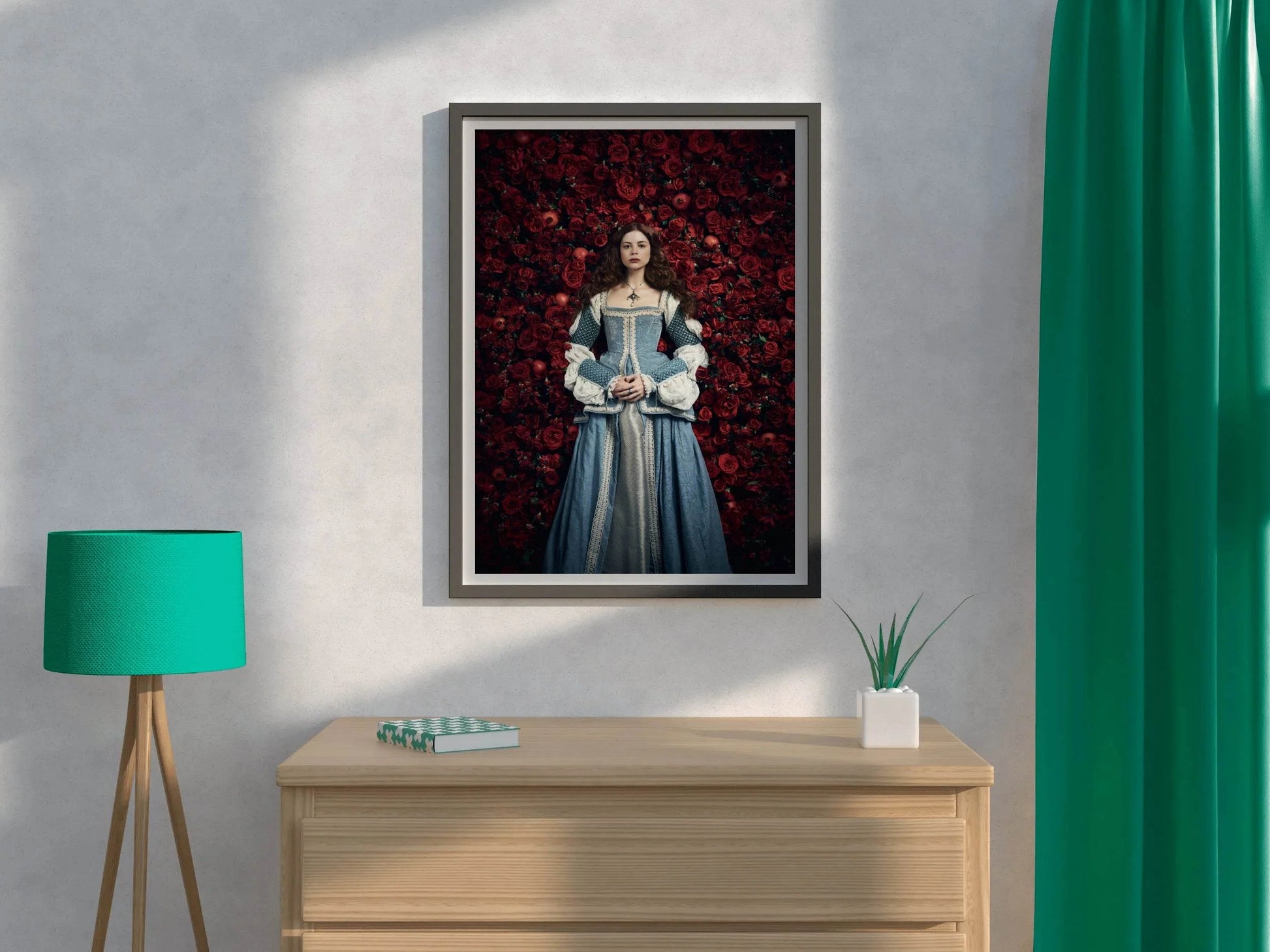 The Spanish Princess with Background Red Roses Wall Art - beink online art store