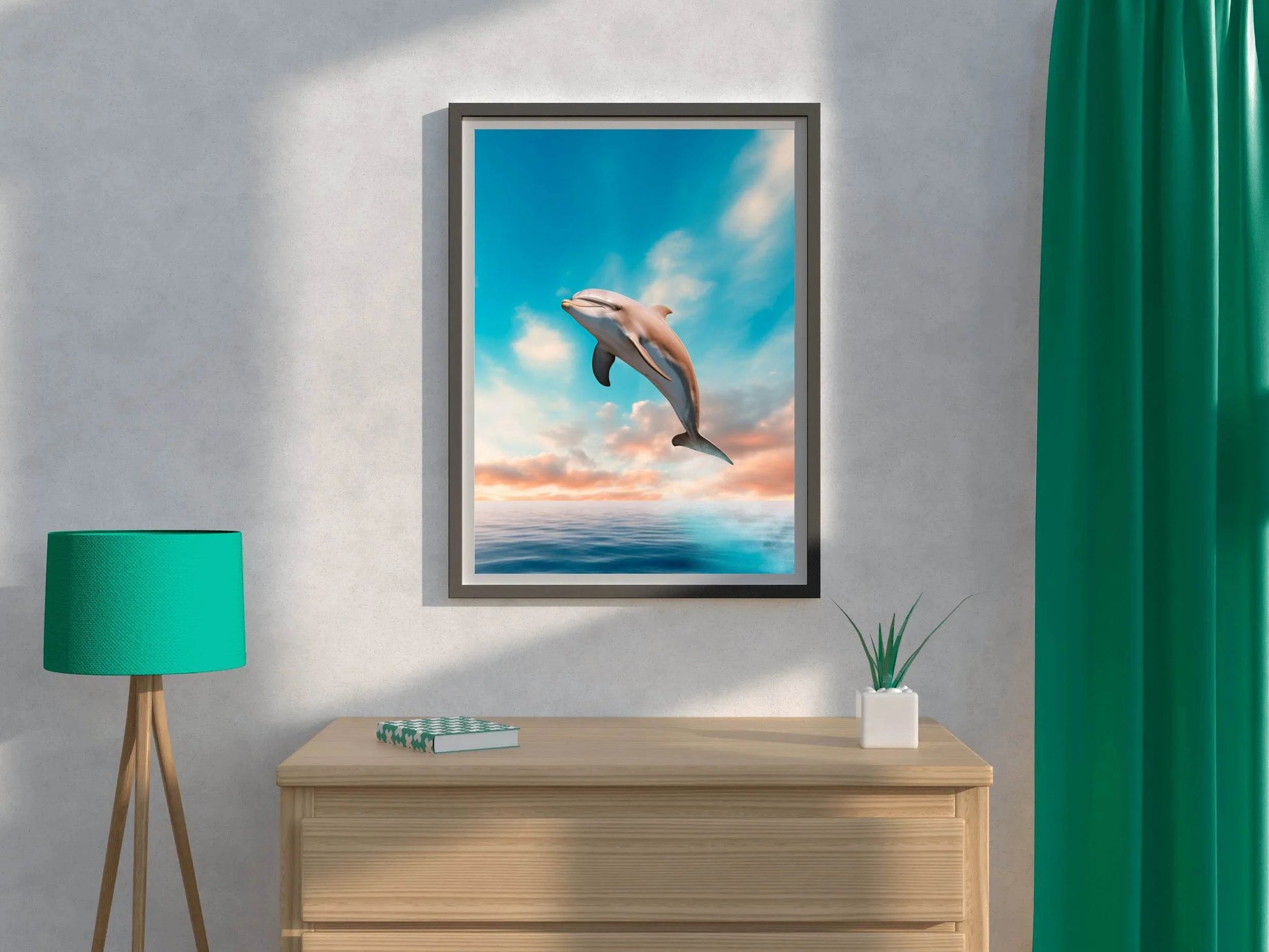 Fantsy Dolphin Jumping Out of Water Wall Art - beink online art store