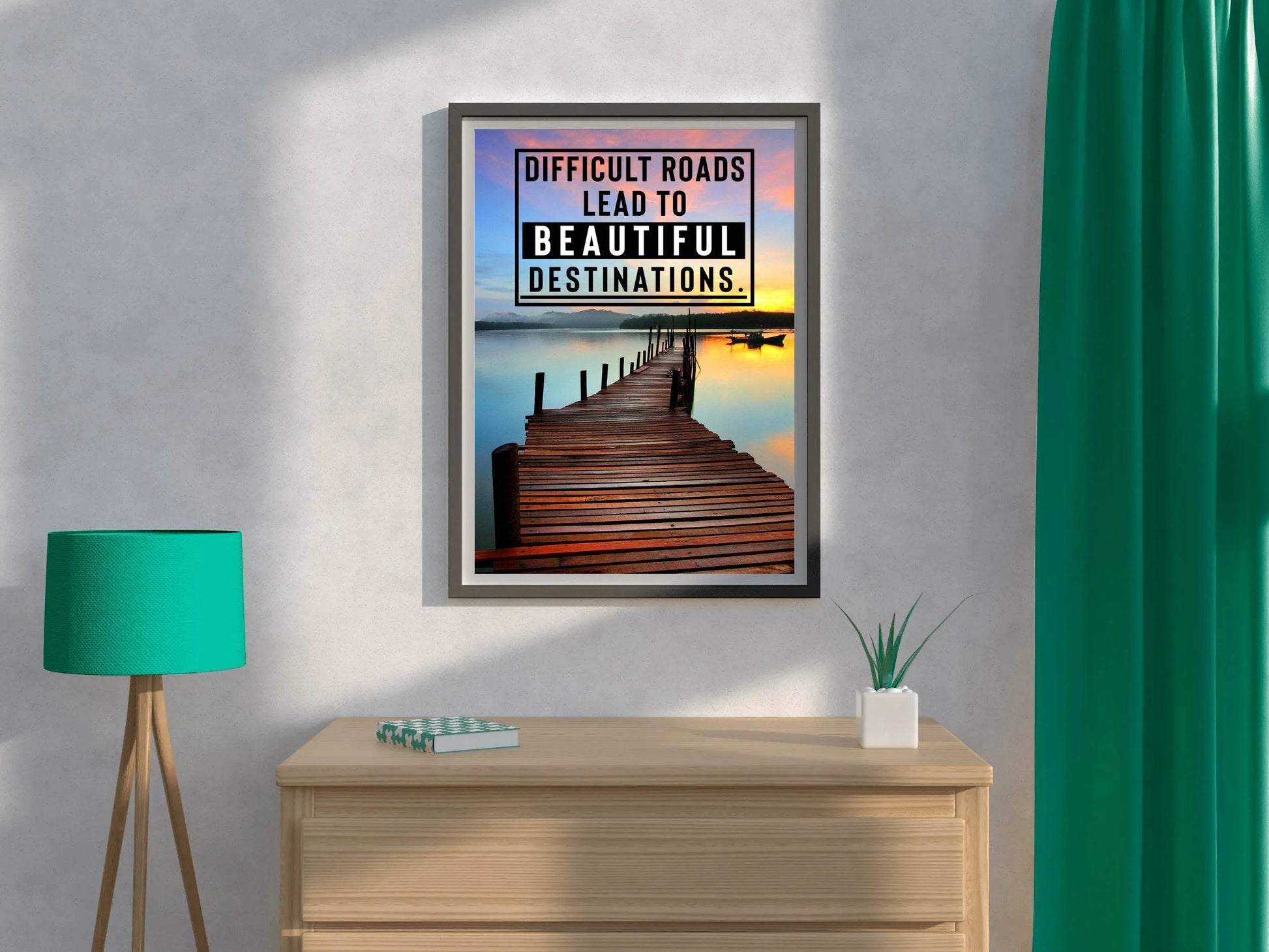 Difficult Road Beautiful Destinations Motivational Wall Art - beink online art store