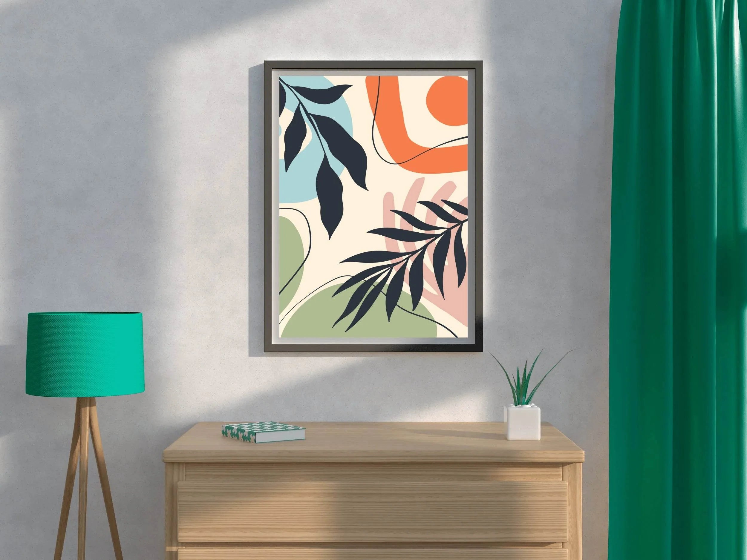 Willow And Fern Leaves Wall Art - beink online art store