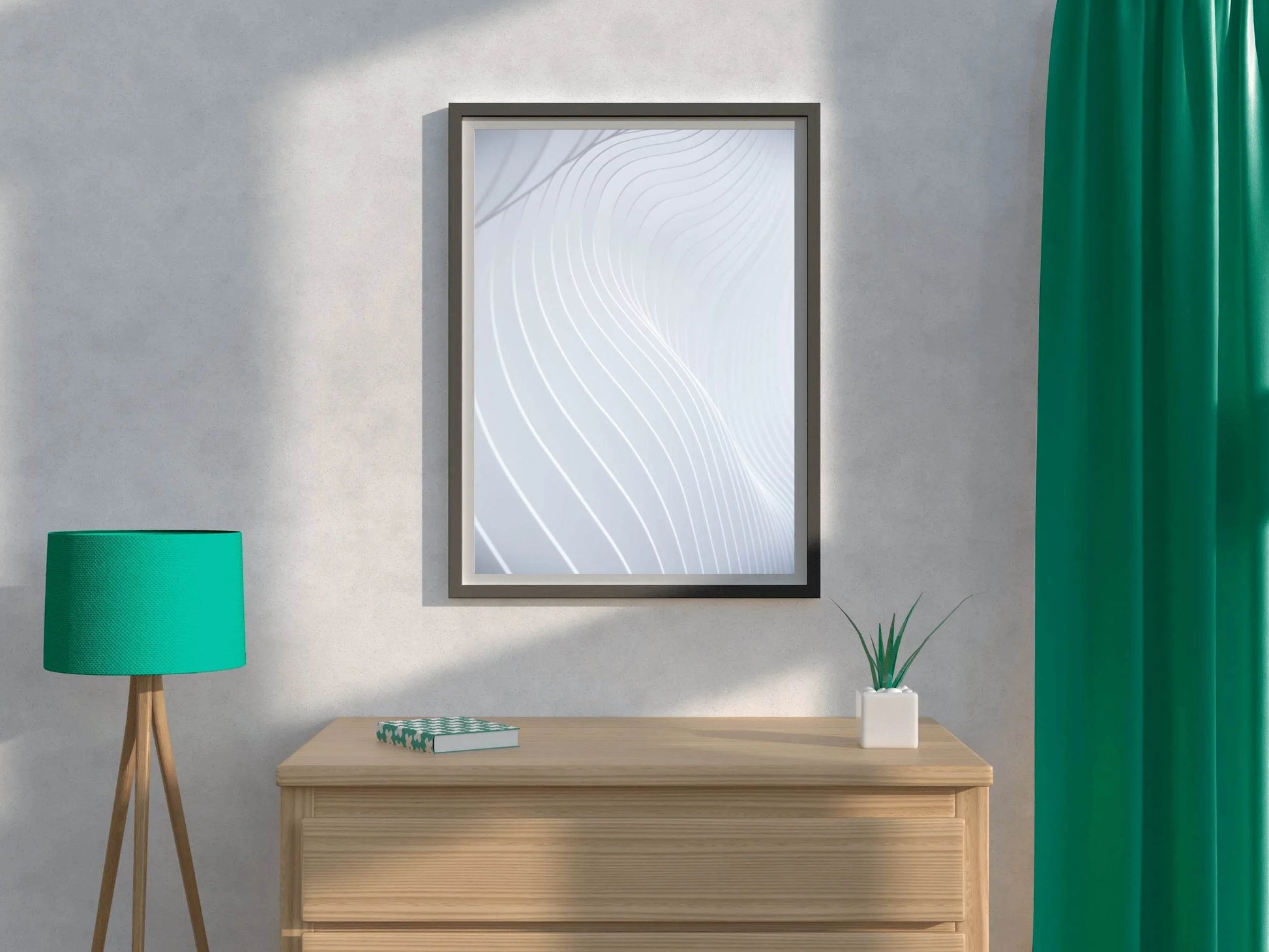 White Technology Waves Abstract Wall Art - beink online art store